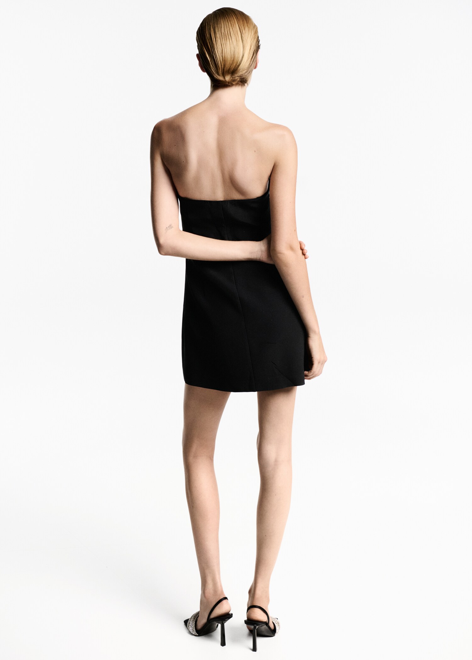 Strapless dress with feather detail - Reverse of the article