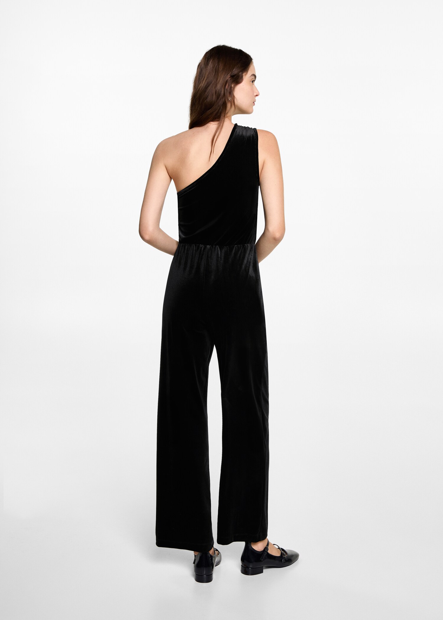Asymmetric velvet jumpsuit - Reverse of the article