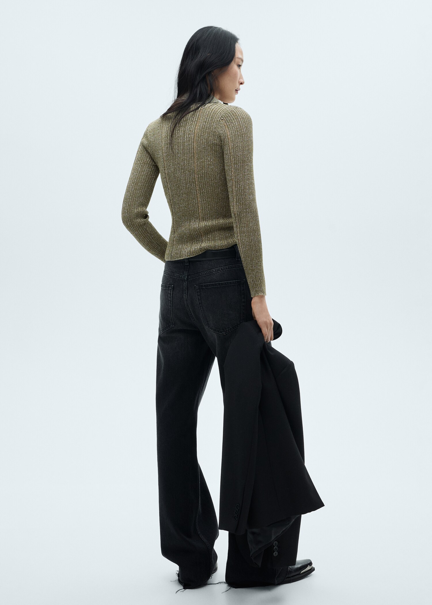 Lurex cardigan with openwork details - Reverse of the article