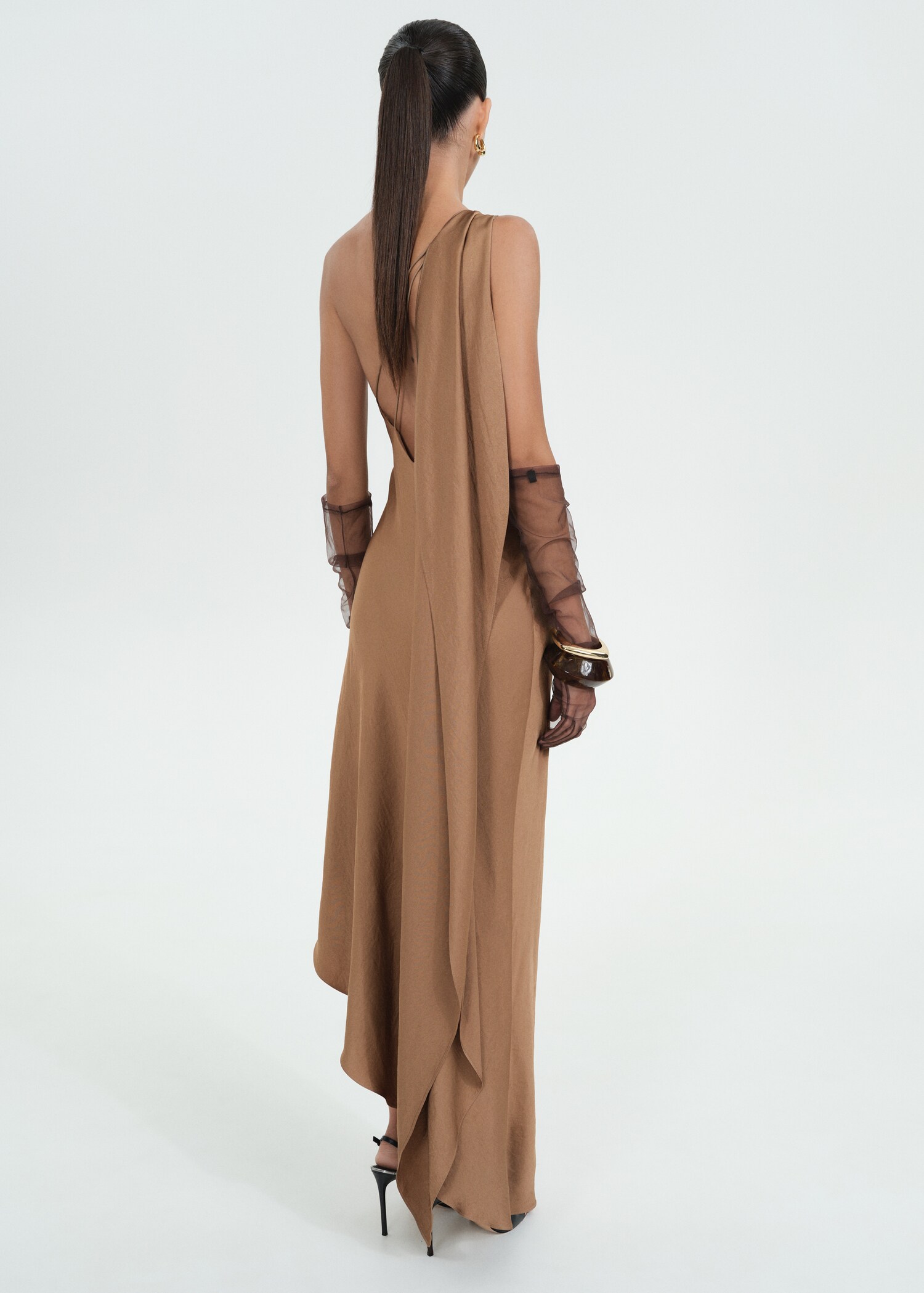 Vestido largo asimétrico capa - Reverso del artículo