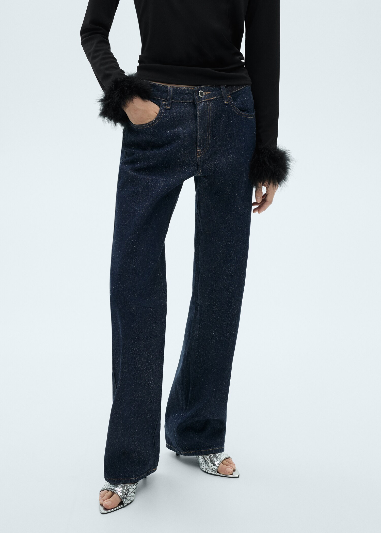 Jean droit rinse wash brillant - Plan moyen