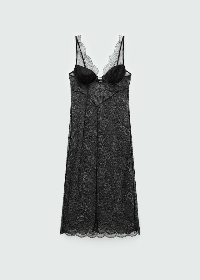 christmas party outfit trends 2024 - black Mango lace sheer midi dress