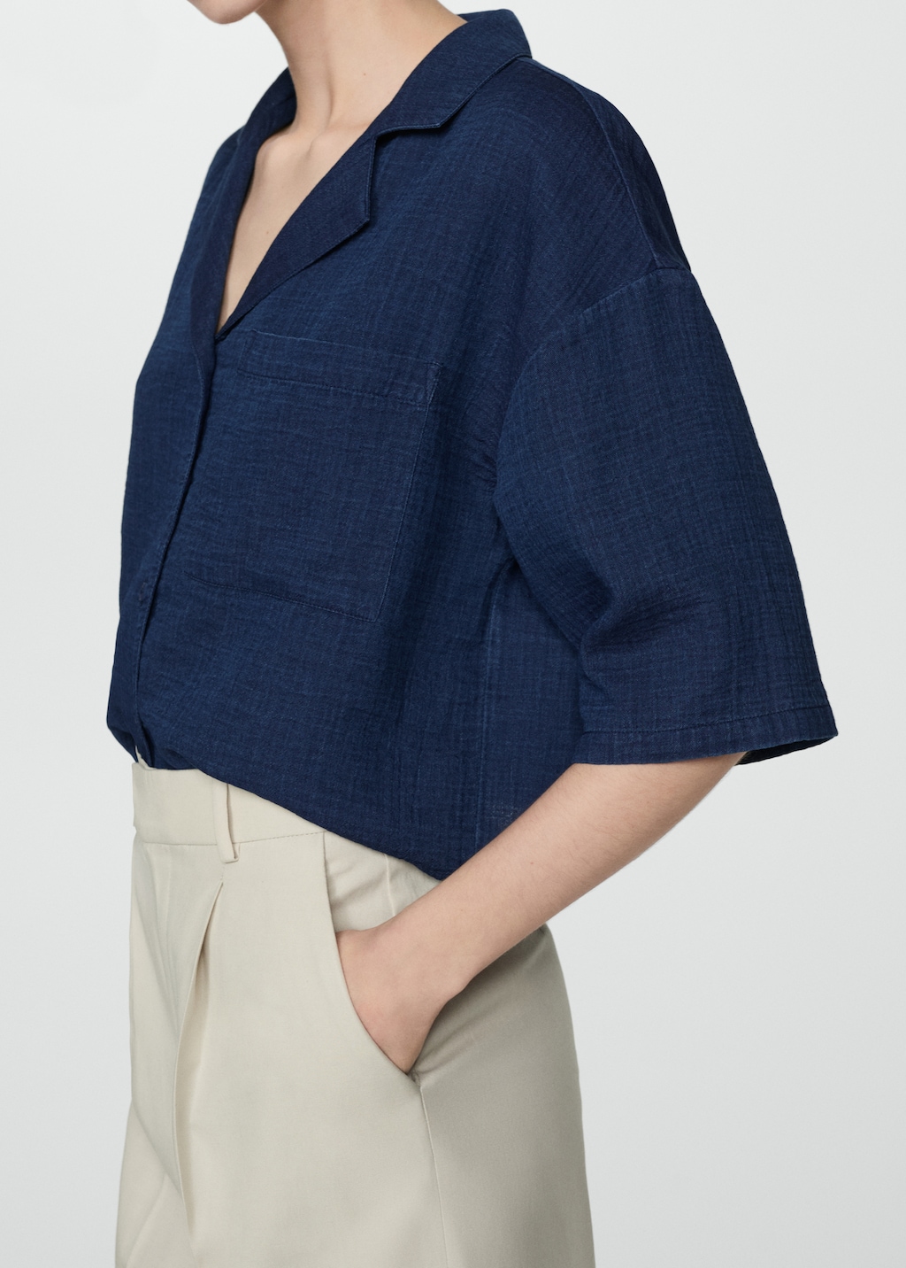 Katoenen dames blouse korte mouw sale