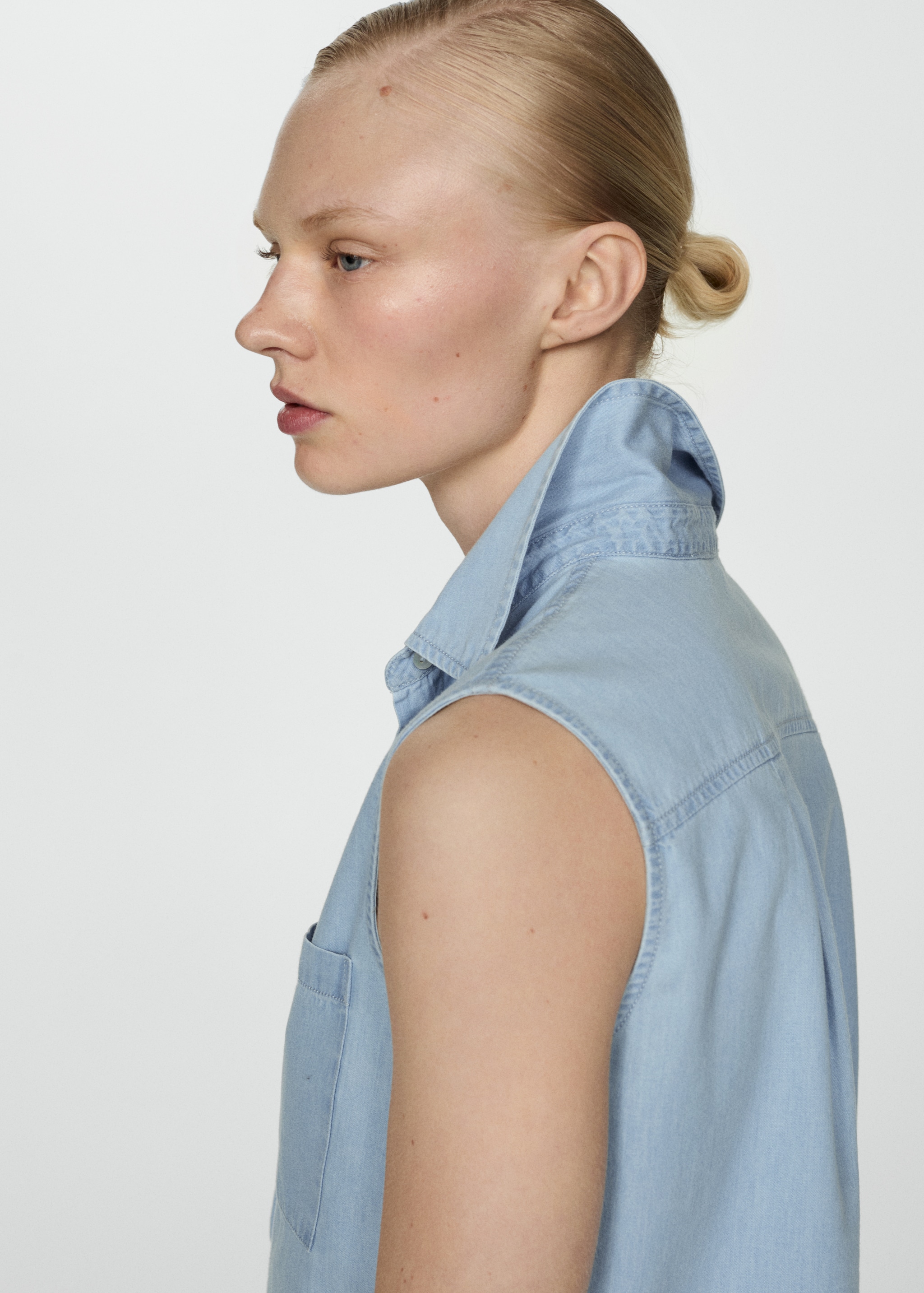 Chambray Camisas Sin Manga De Mujer Camisa Vaquera Sin Mangas