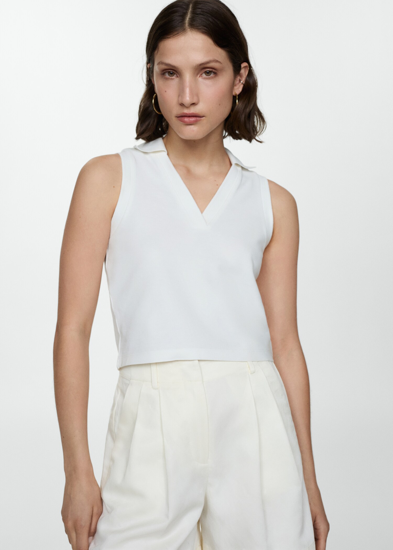 Polo crop algodón - Plano medio