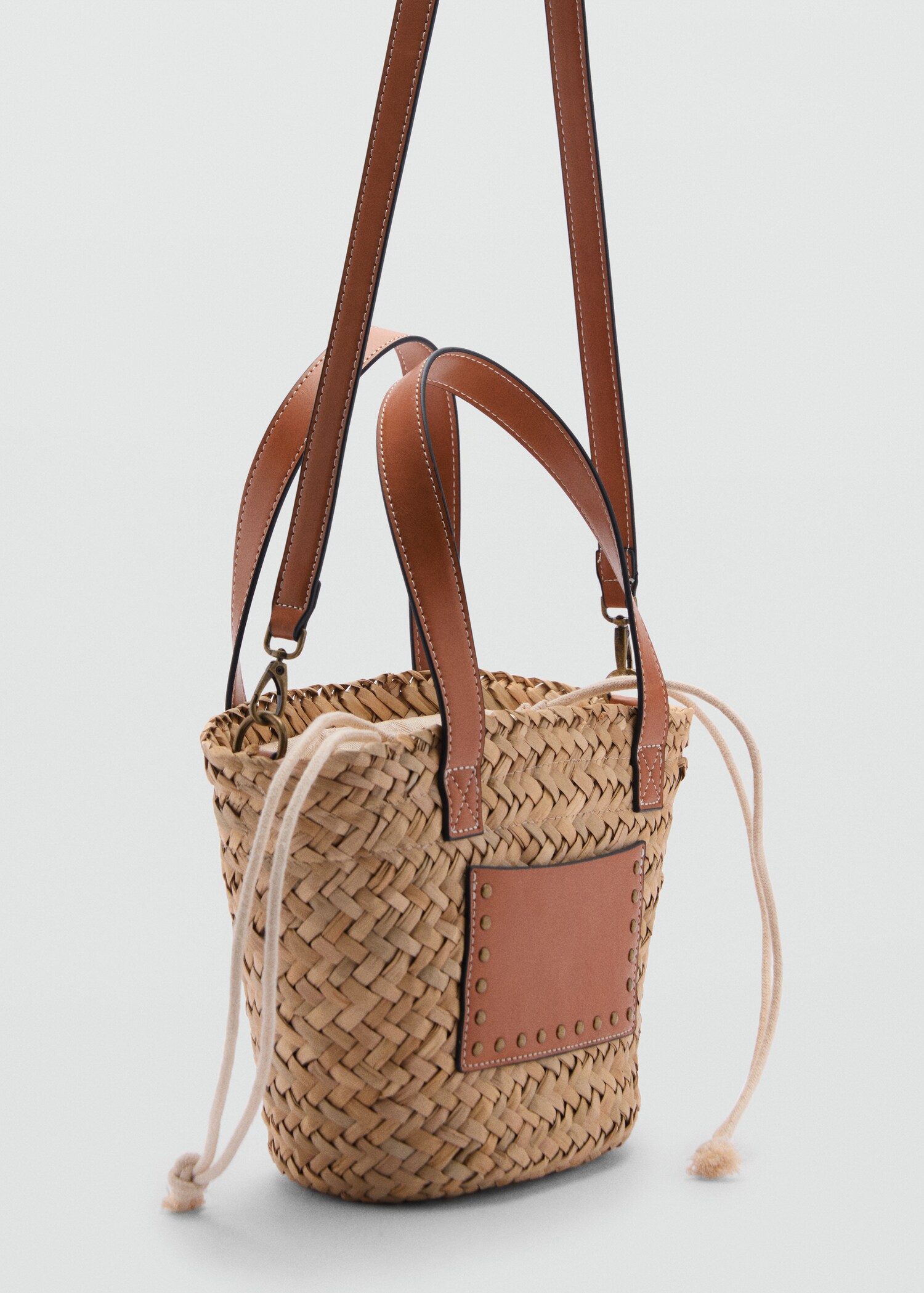 Basket bag with studs detail - Medium plane