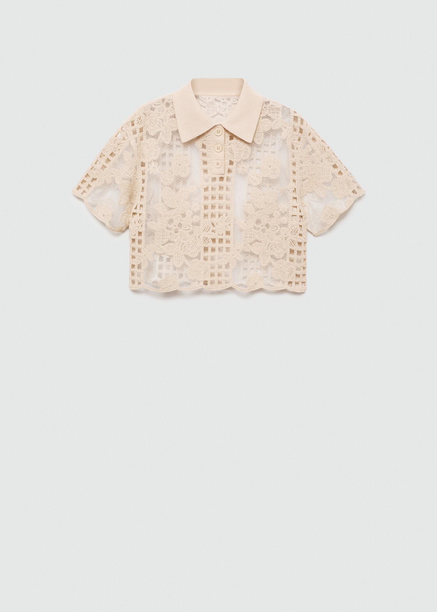 Blusa bordada com pormenores rendados - Artigo sem modelo