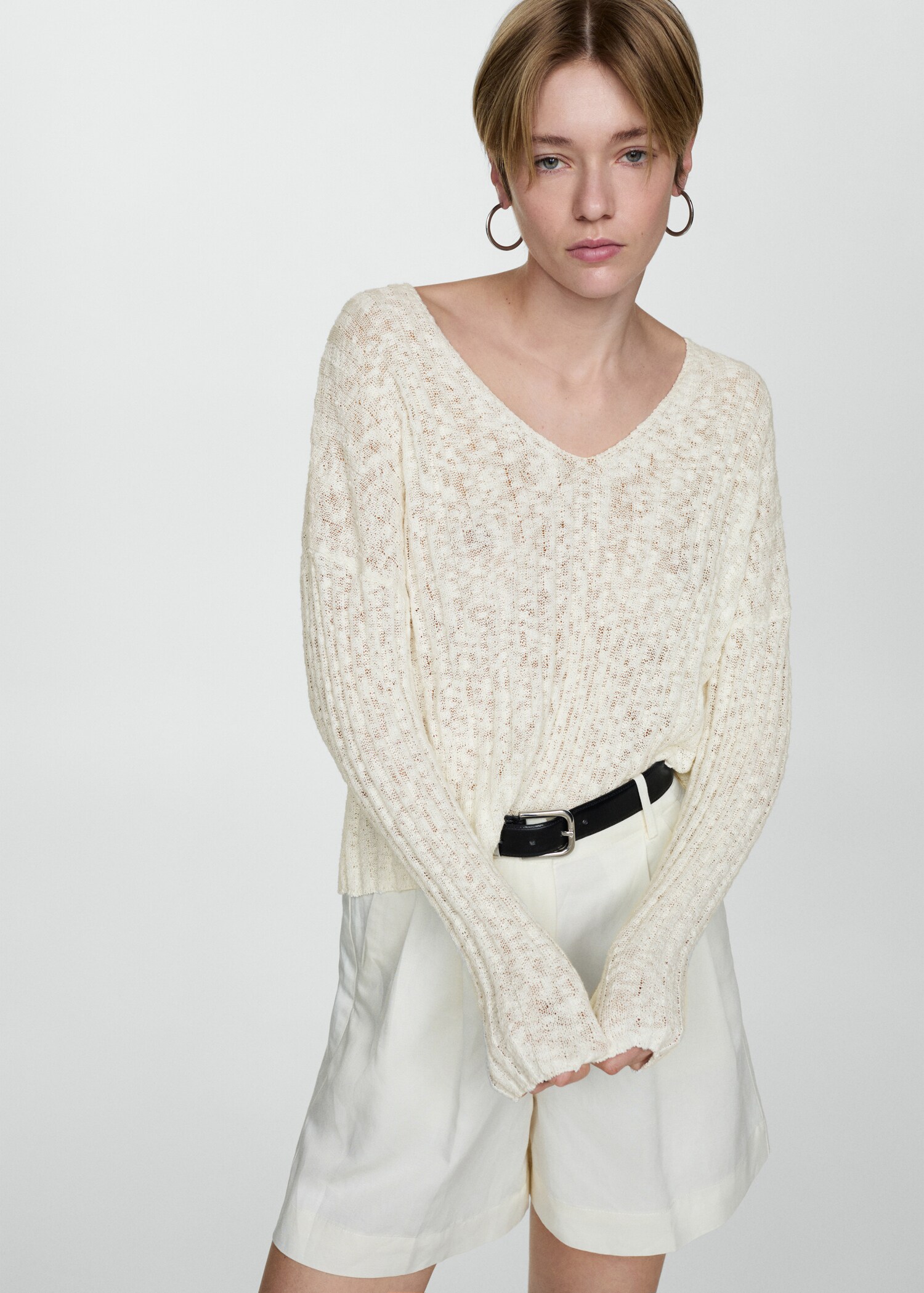 Long-sleeved fine-knit sweater - Medium plane