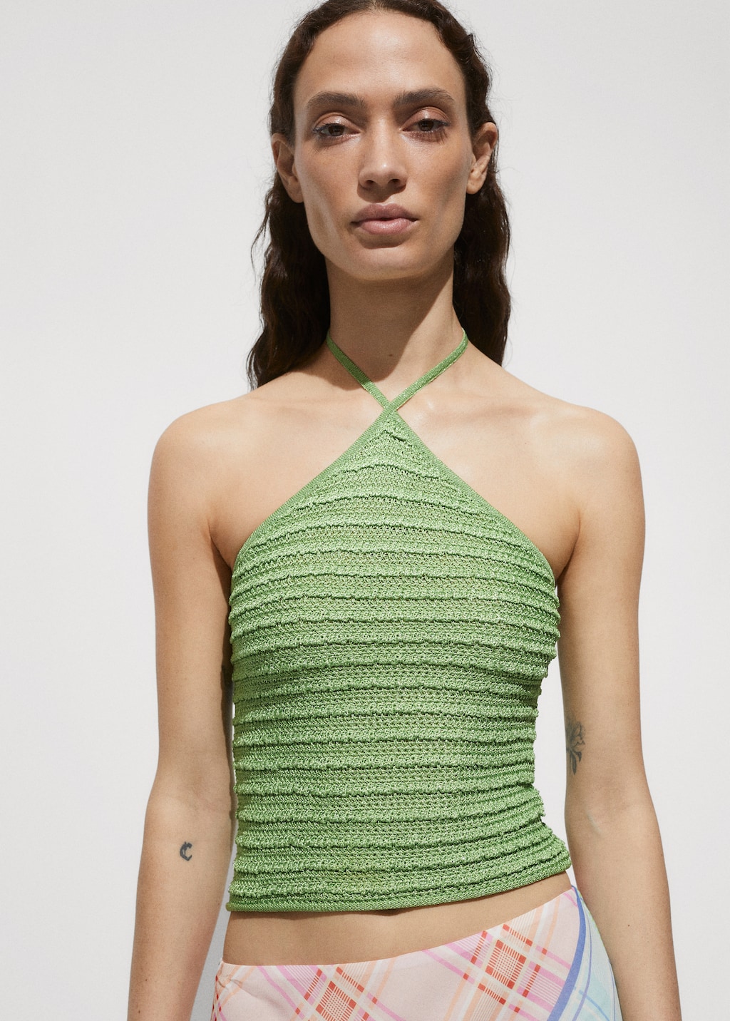 Knitted halter neck top deals