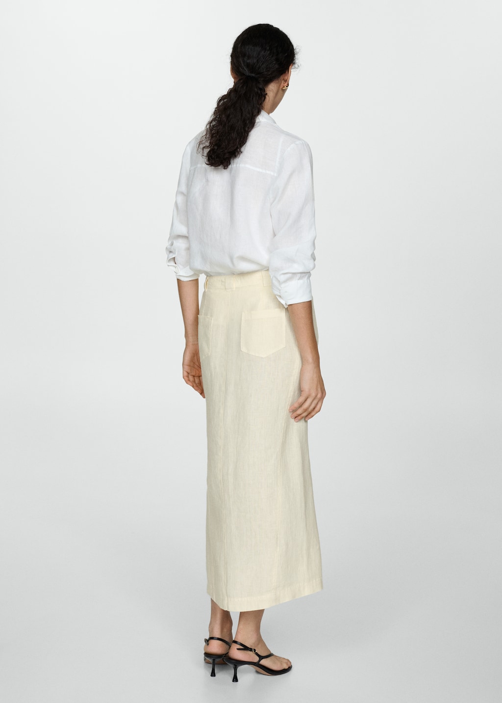 Mango white midi skirt hot sale