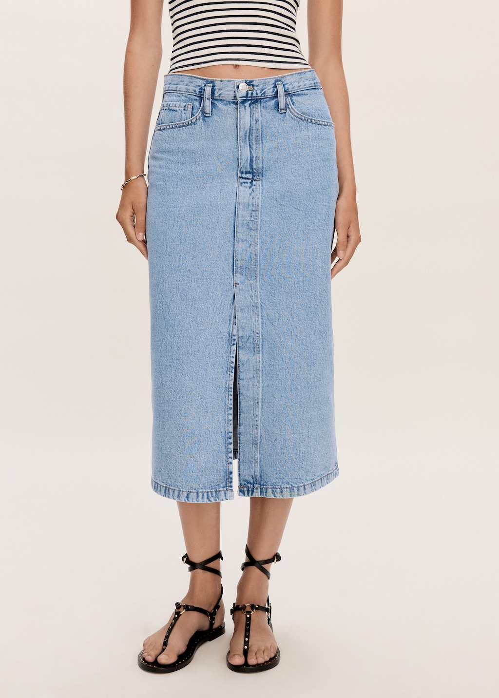 Slit denim skirt - Women | MANGO USA Slit denim skirt - Women | MANGO USA
