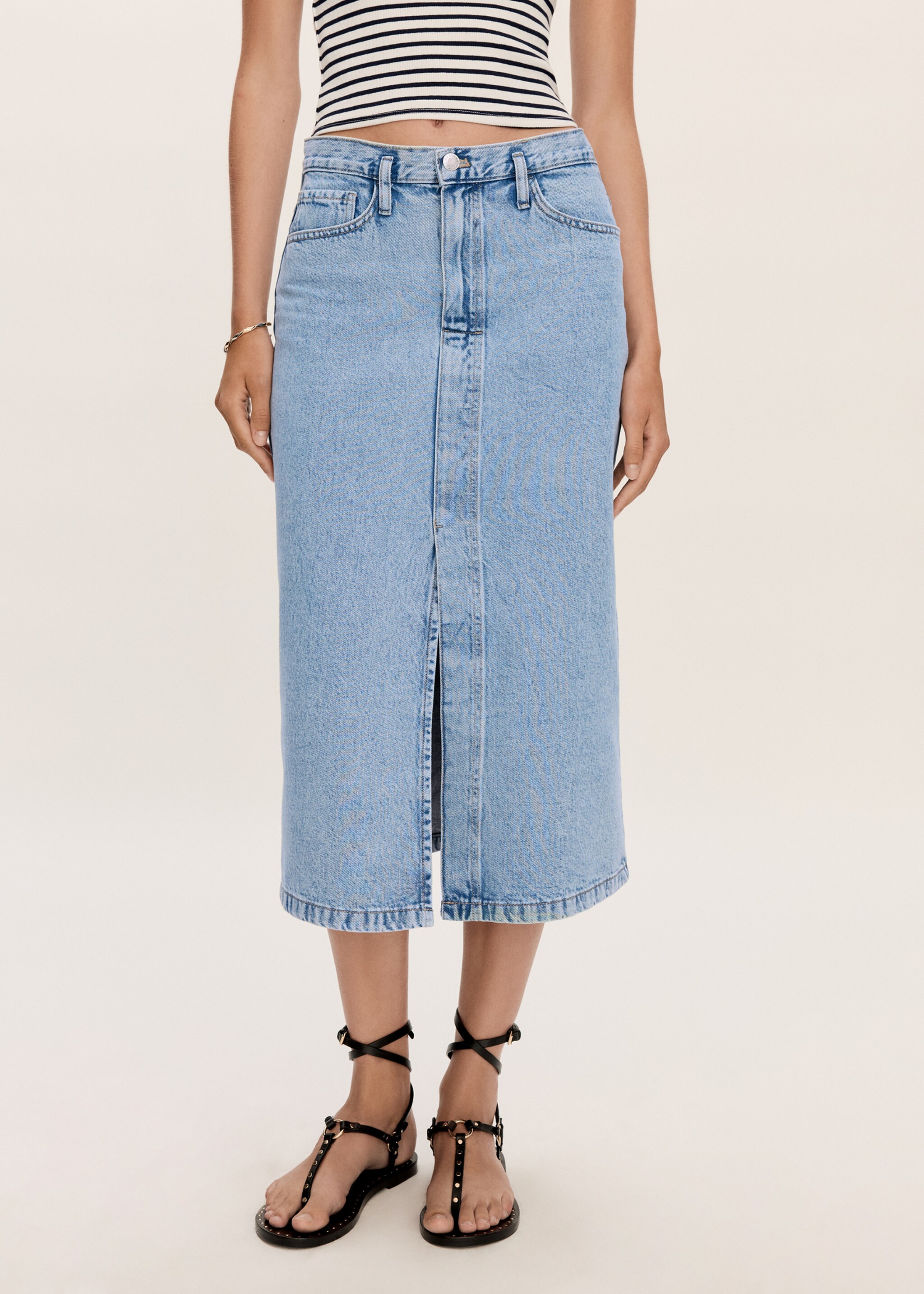 Slit denim skirt - Medium plane