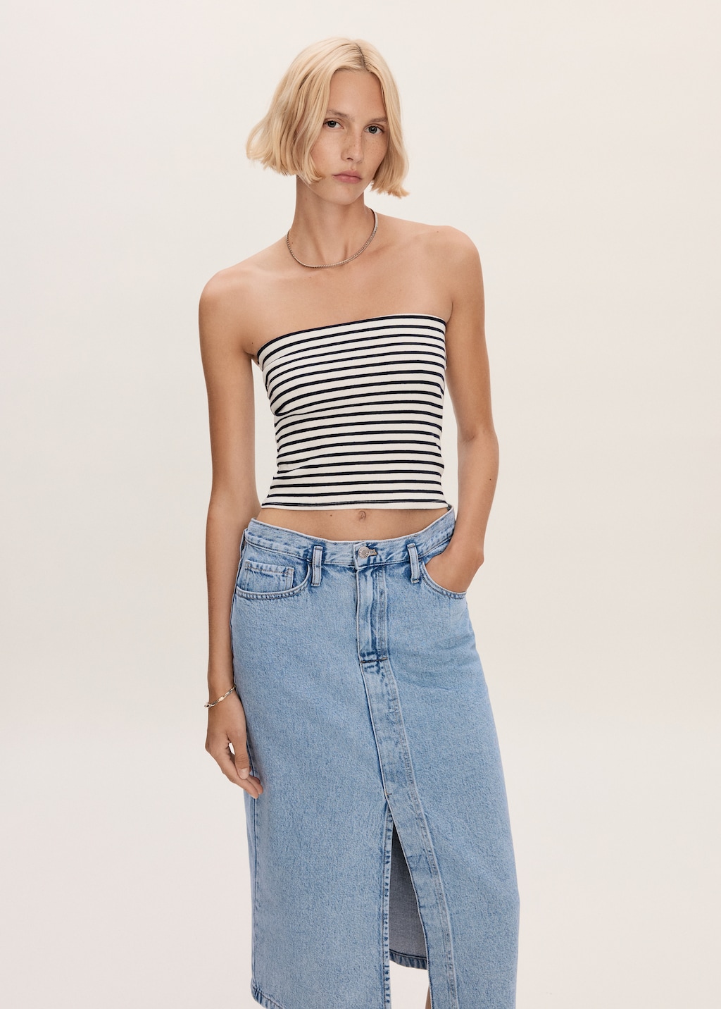 Slit denim skirt - Women | MANGO USA Slit denim skirt - Women | MANGO USA