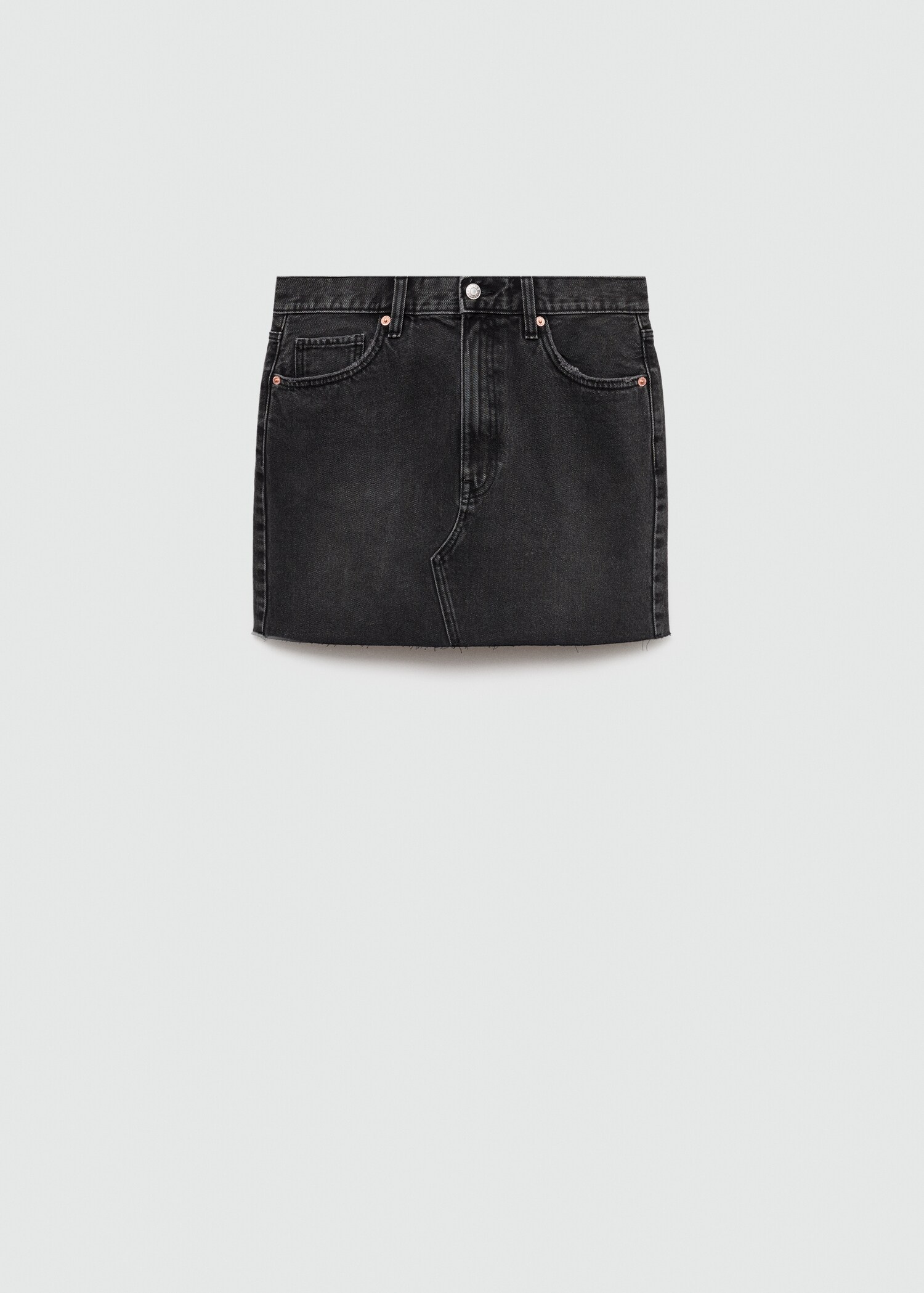 Denim miniskirt with frayed hem - Article without model