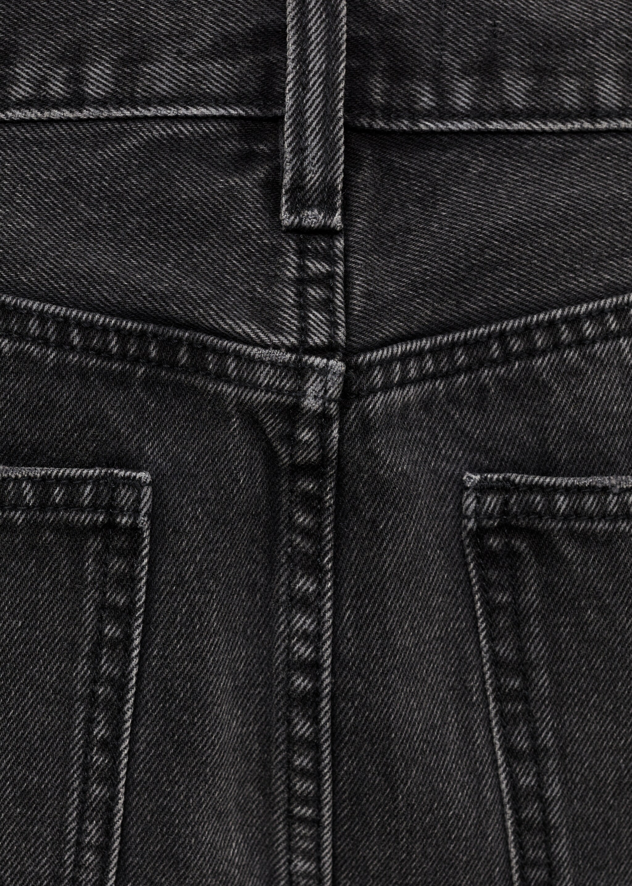Denim miniskirt with frayed hem - Details of the article 0, Black denim. Ref: 77040365-00.