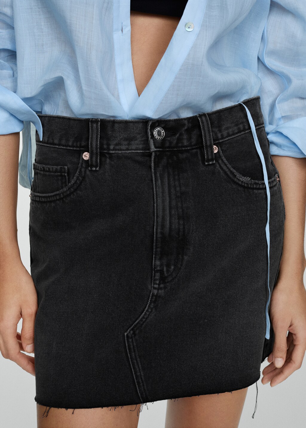 Denim miniskirt with frayed hem Women MANGO United Kingdom