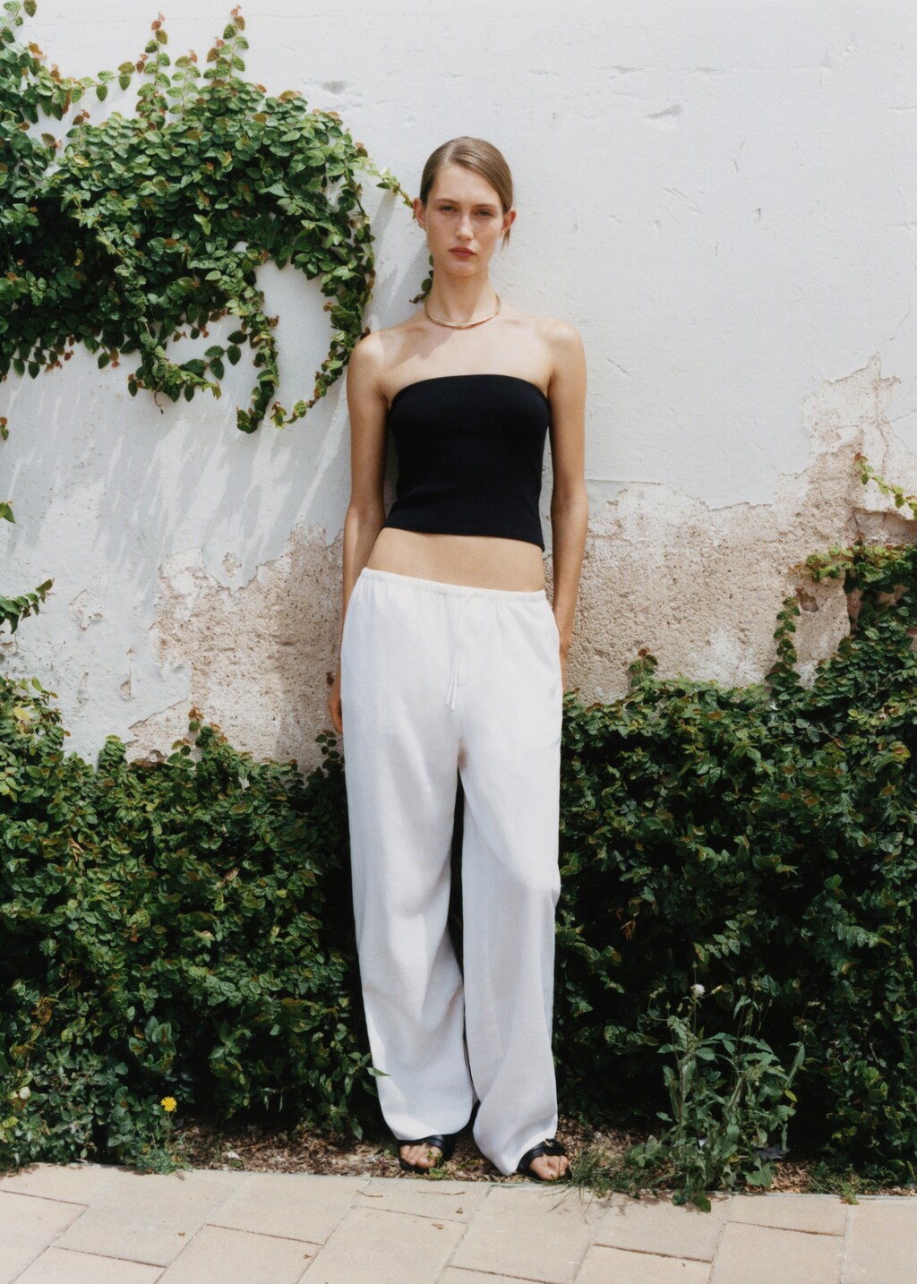 Pantalon droit lin femme sale