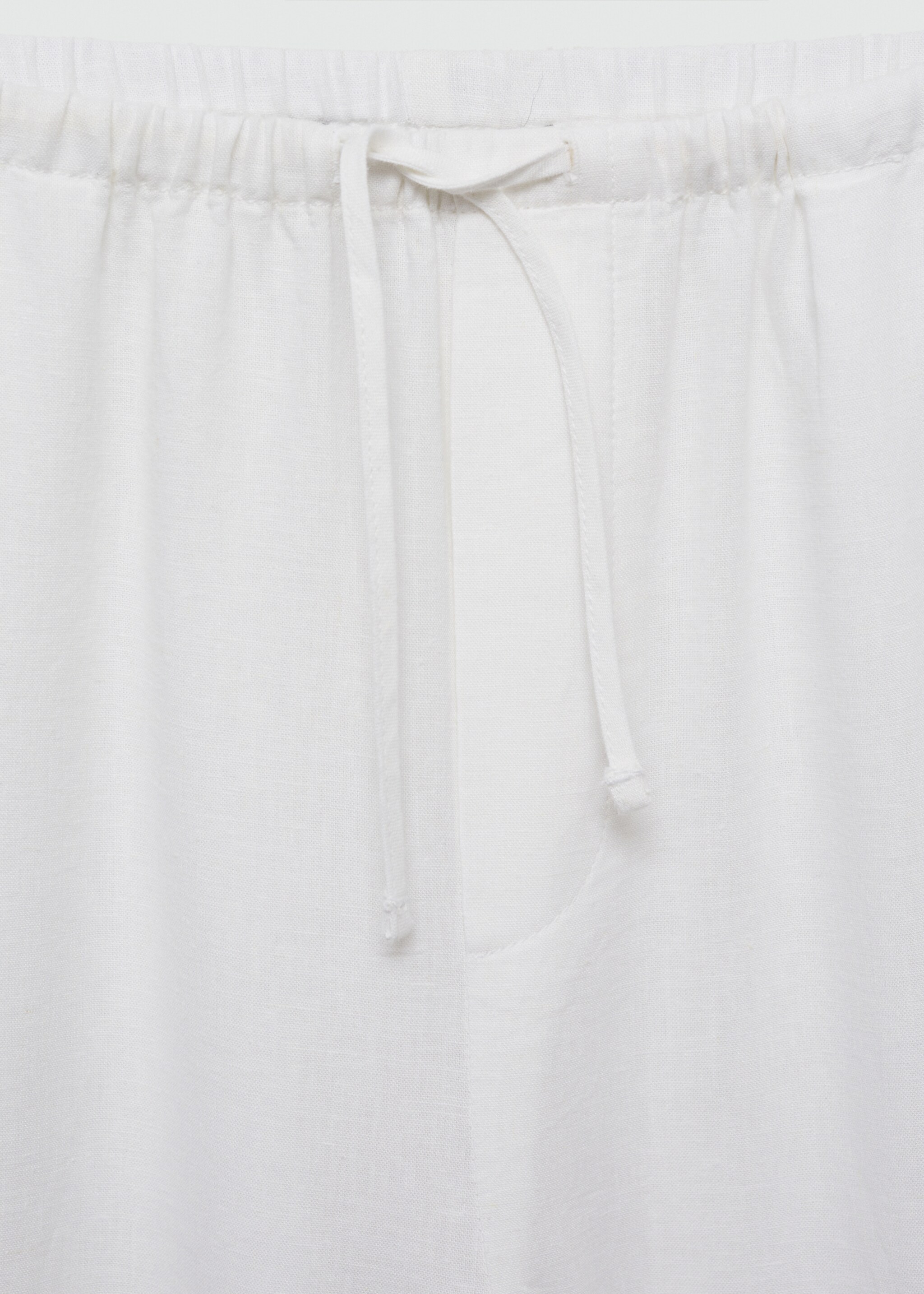 Straight linen-blend trousers - Details of the article 8, White. Ref: 77040372-00.