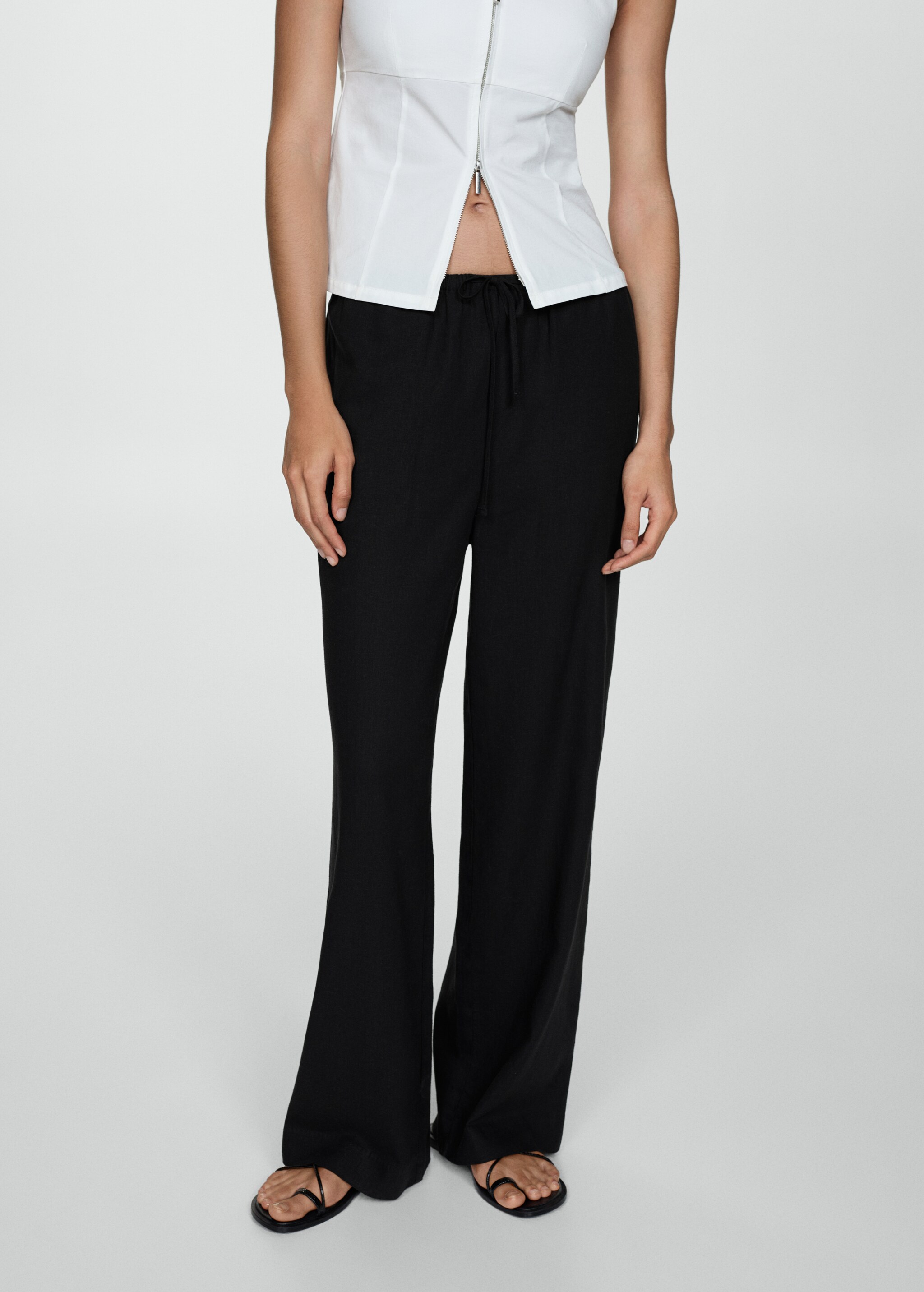 100% linen straight trousers - Medium plane