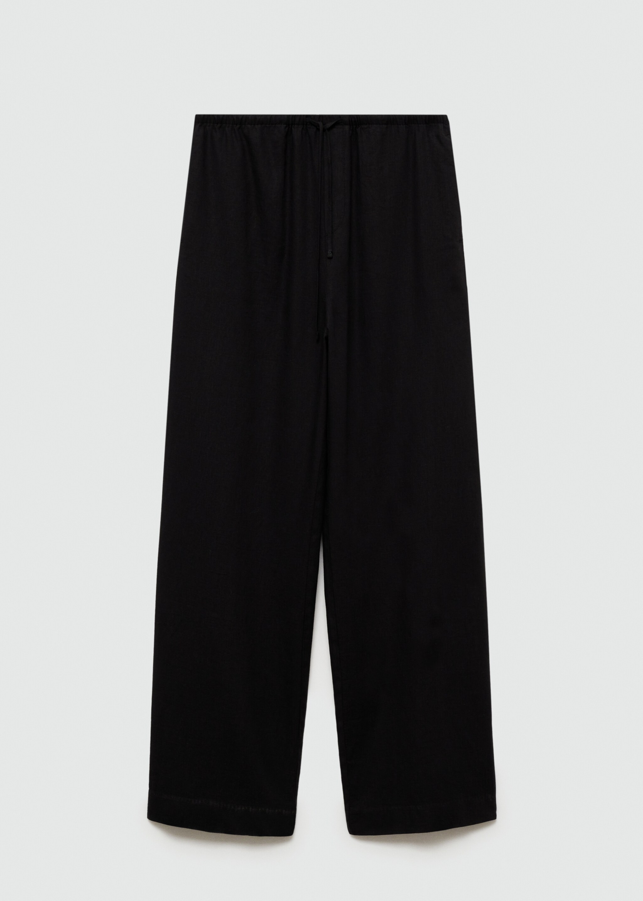 Straight linen-blend trousers - Article without model, Black. Ref: 77040372-00.