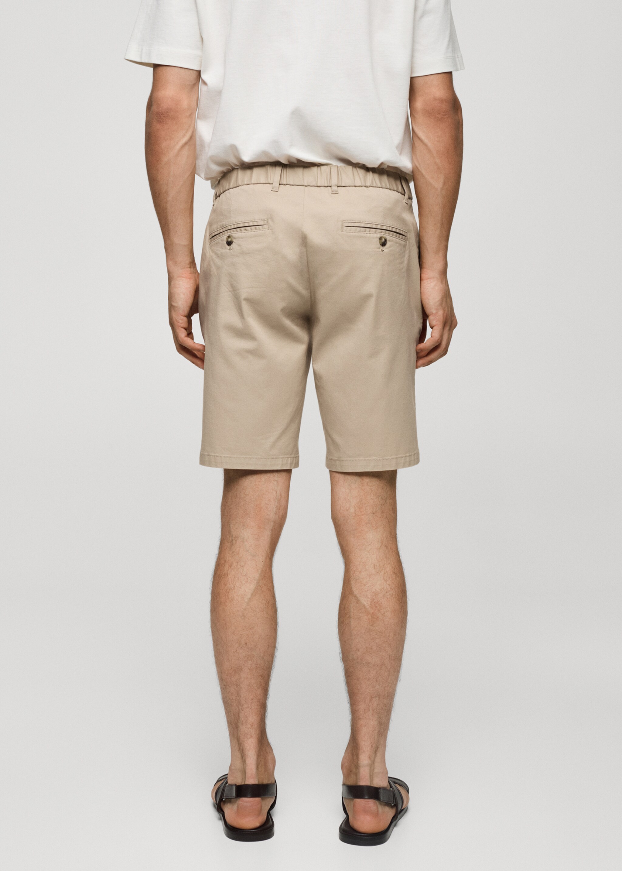 Bermuda slim-fit chino coton - Verso de l’article, Beige. Ref: 77040564-00.