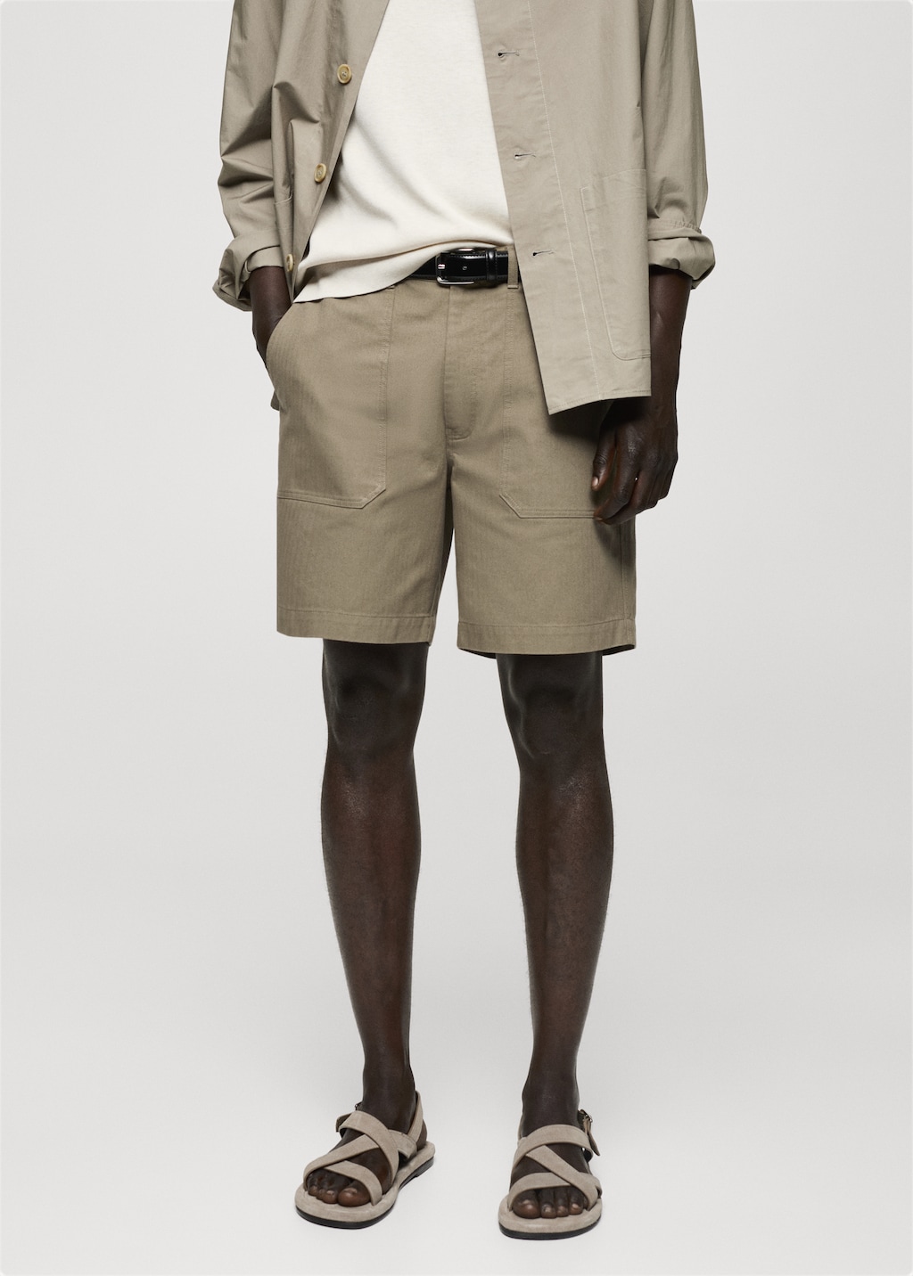 Mango Bermudashorts aus 100 % Baumwolle mit Fischgratmuster