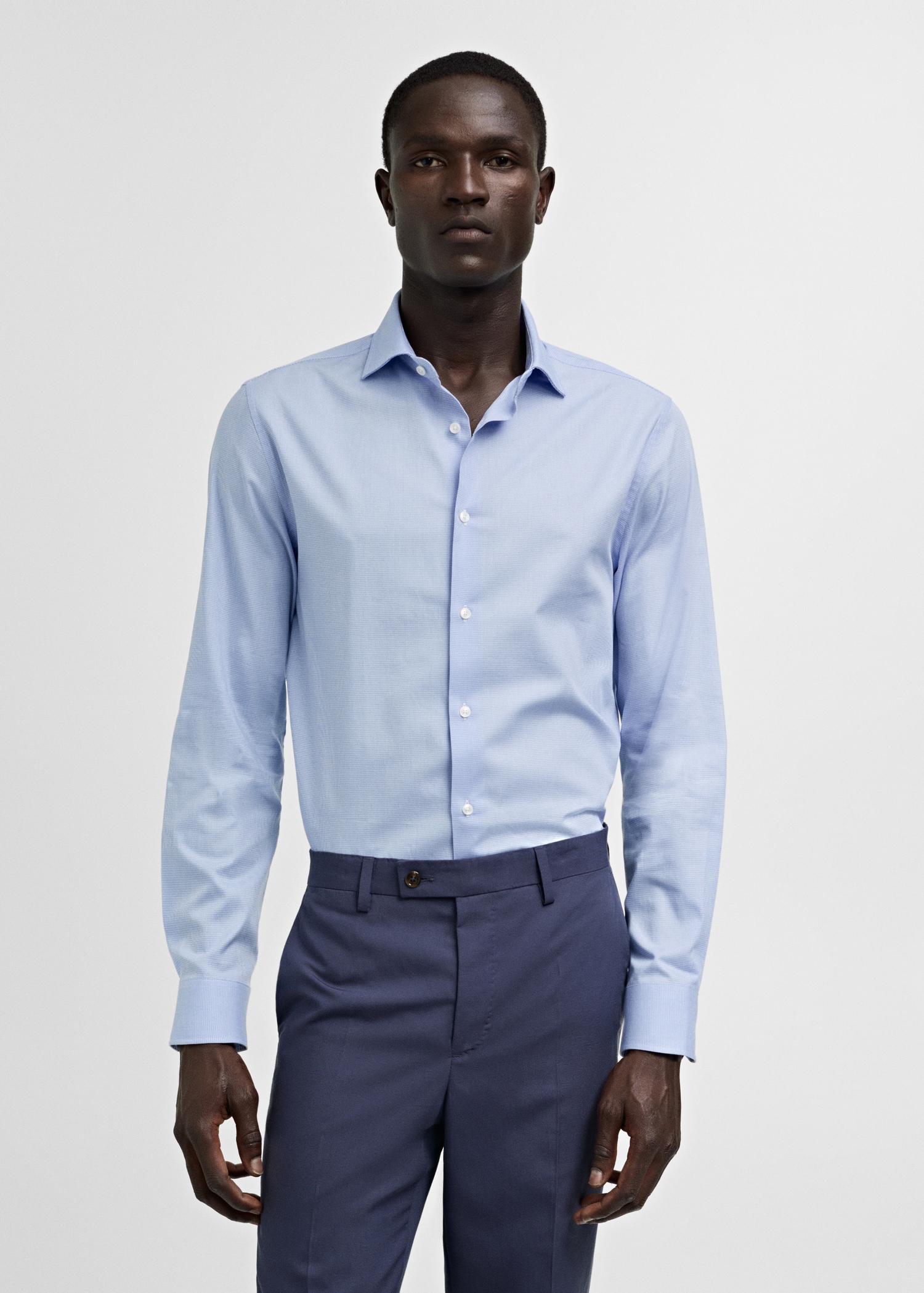 Chemise costume slim-fit twill micro-imprimé - Plan moyen