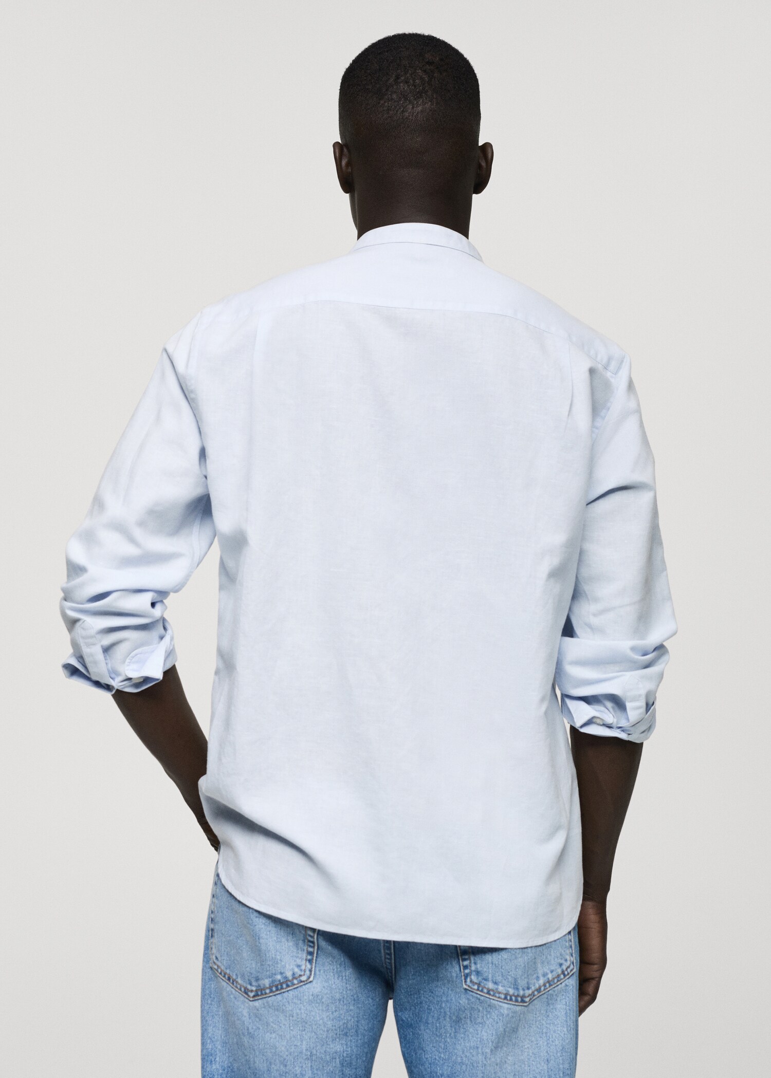 Classic fit linen shirt mao collar - Reverse of the article