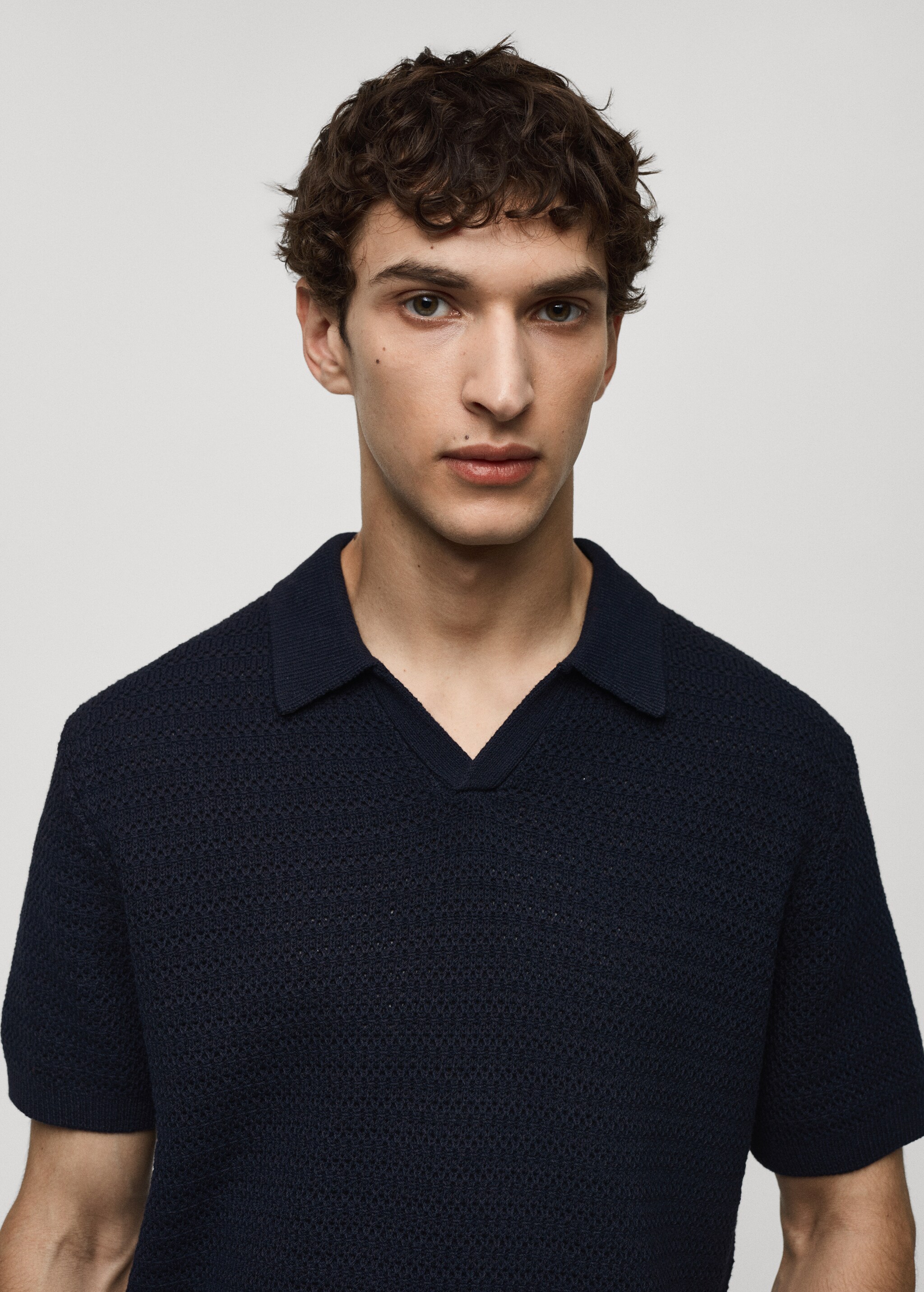 Braided knit polo shirt - Details of the article 1