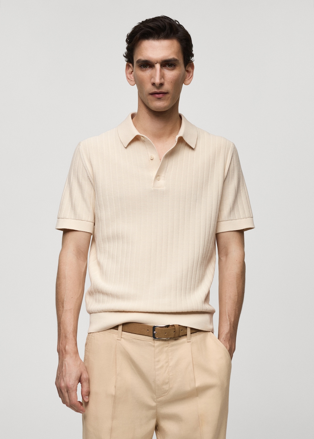 Mango Poloshirt aus 100 % Baumwolle mit Mikrostruktur