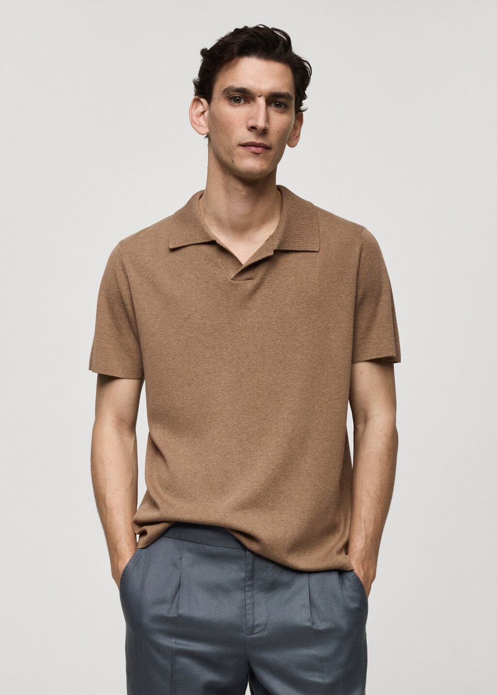 Mango Texturiertes Strick-Poloshirt aus Baumwolle