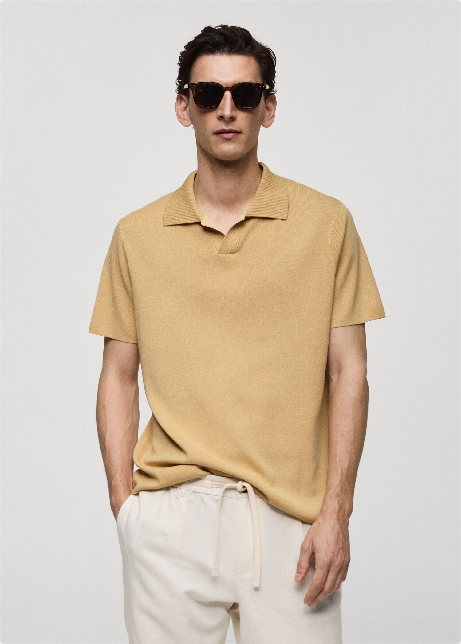 Textured cotton polo shirt - Medium plane