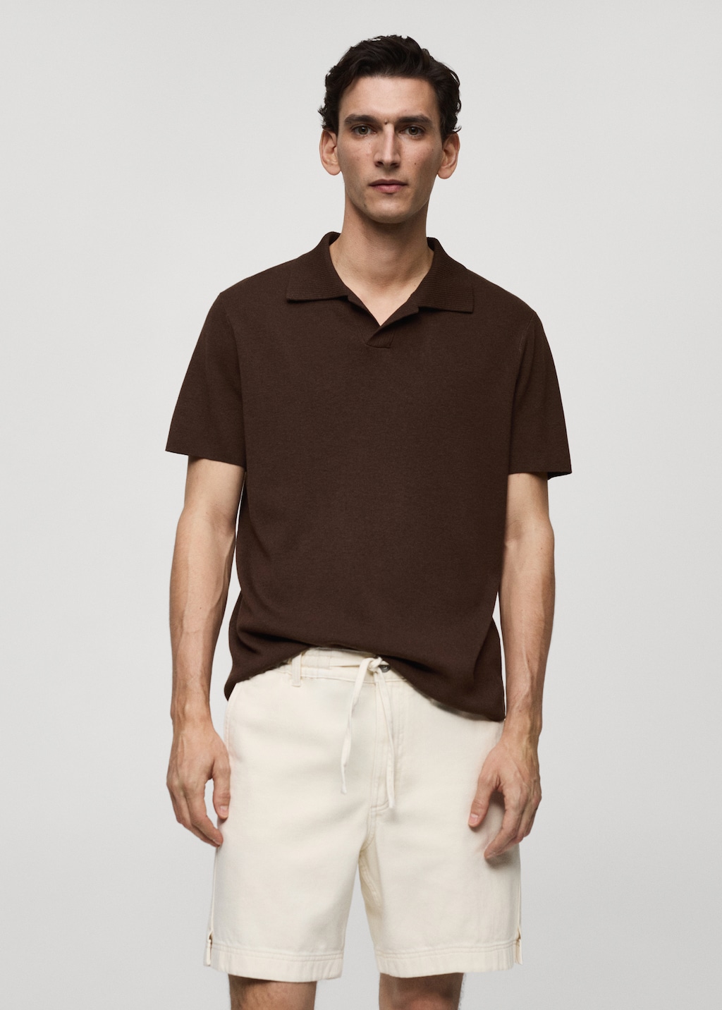 Mango Texturiertes Strick-Poloshirt aus Baumwolle