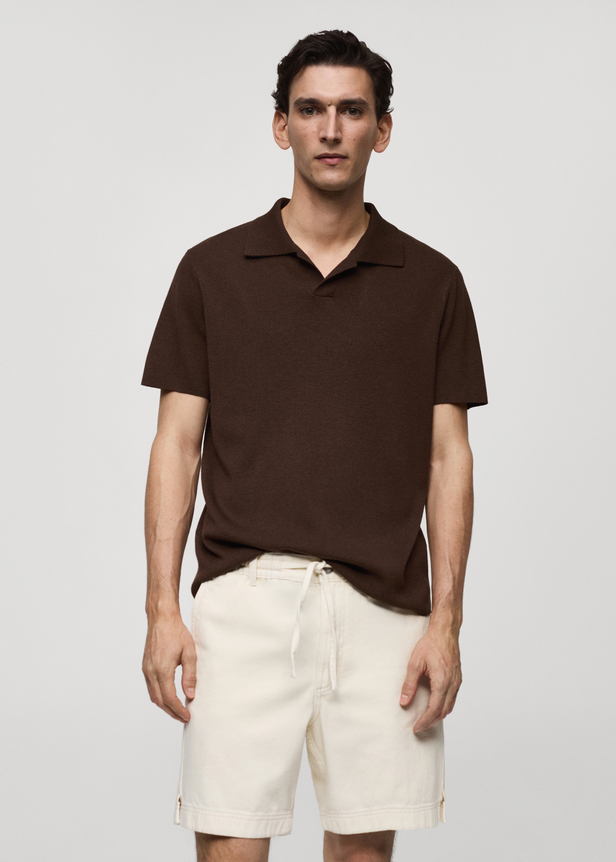 Textured cotton polo shirt - Medium plane