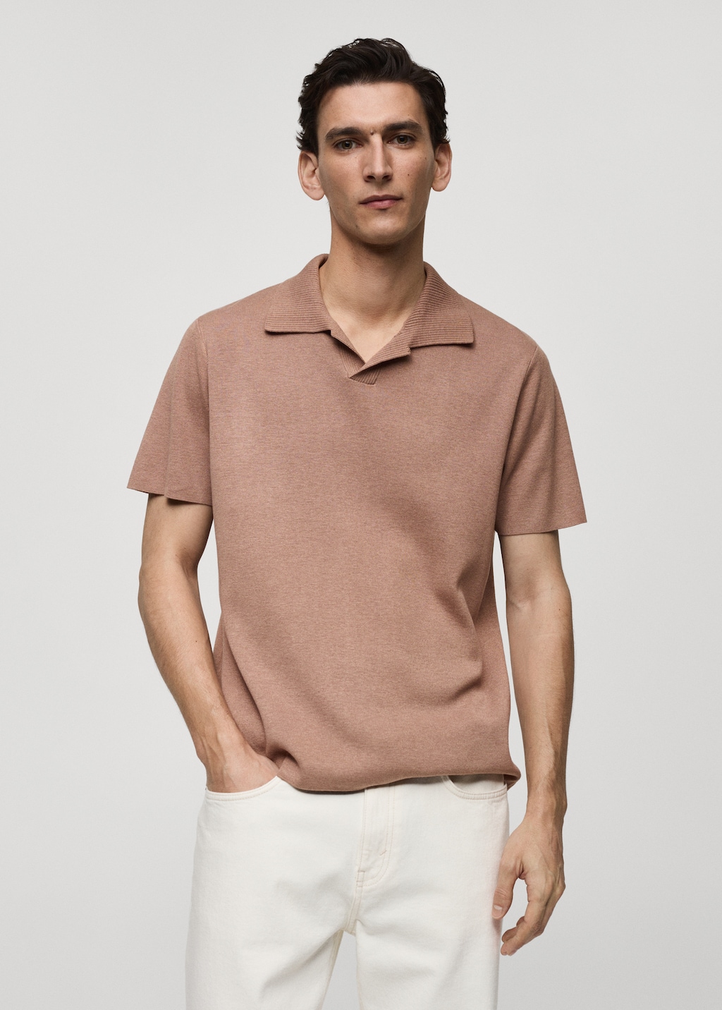 Mango Texturiertes Strick-Poloshirt aus Baumwolle