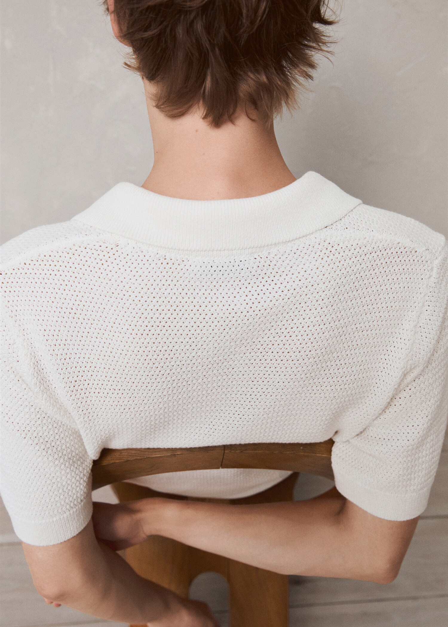 Openwork cotton knitte polo shirt  - Details of the article 5