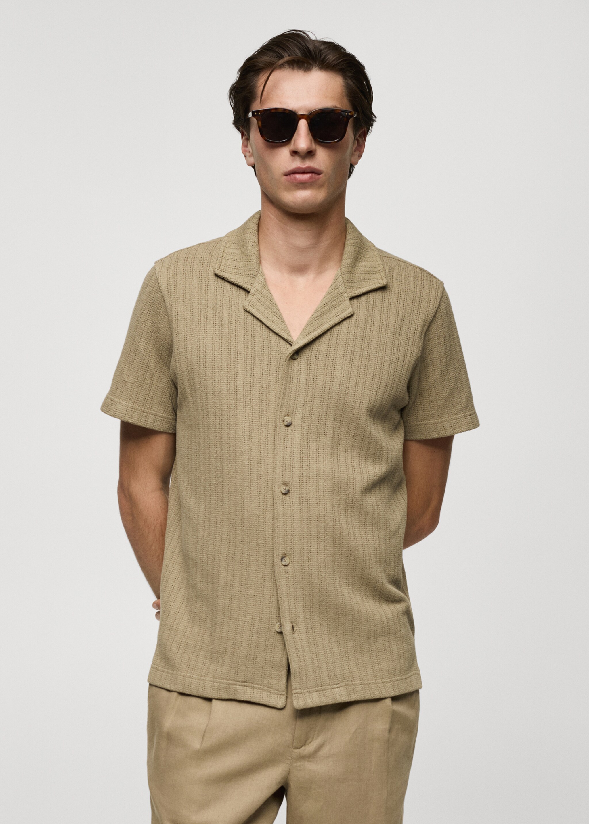 Regular-fit knitted shirt - Medium plane