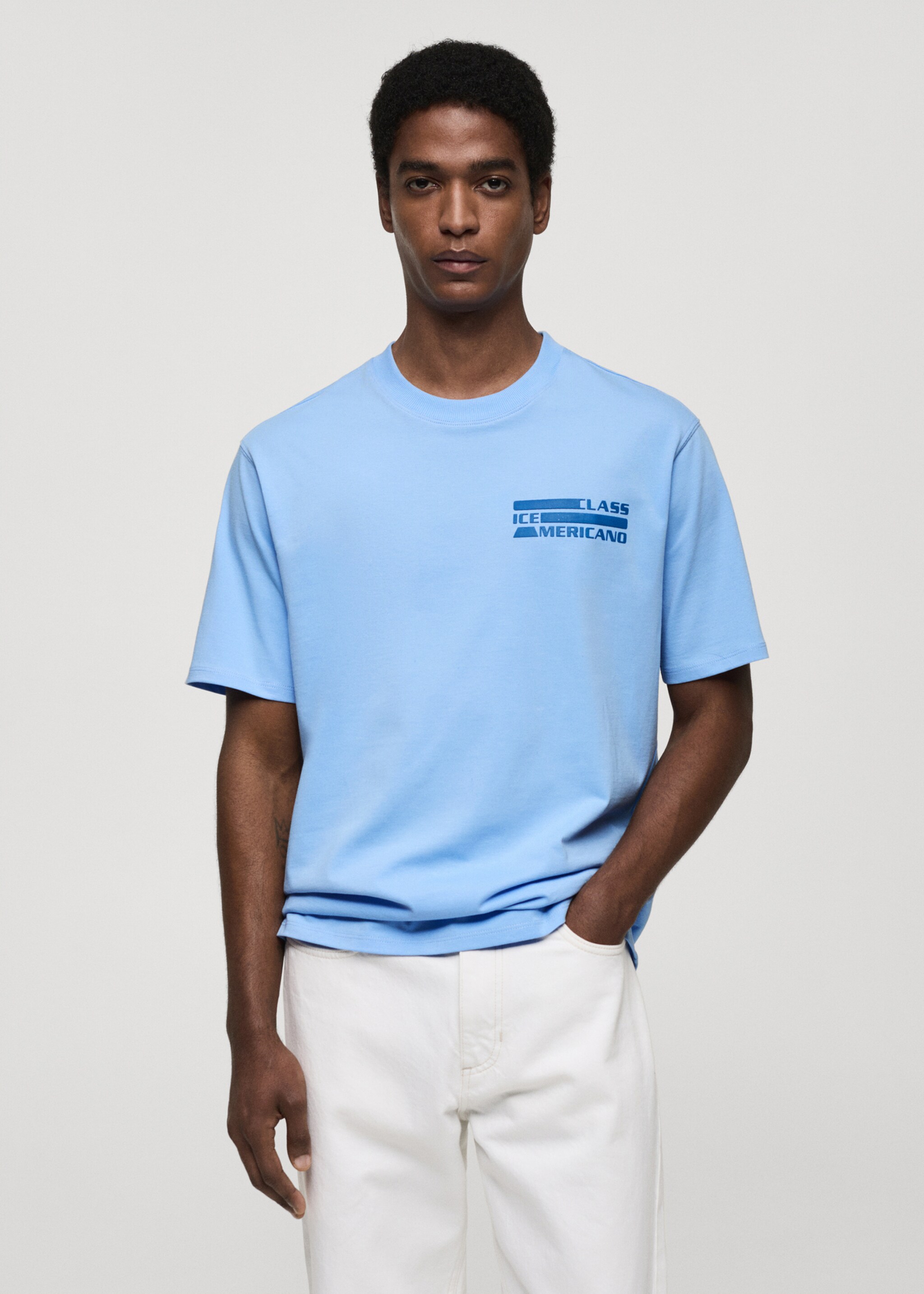 100% cotton printed t-shirt - Medium plane, Sky Blue. Ref: 77040591-00.