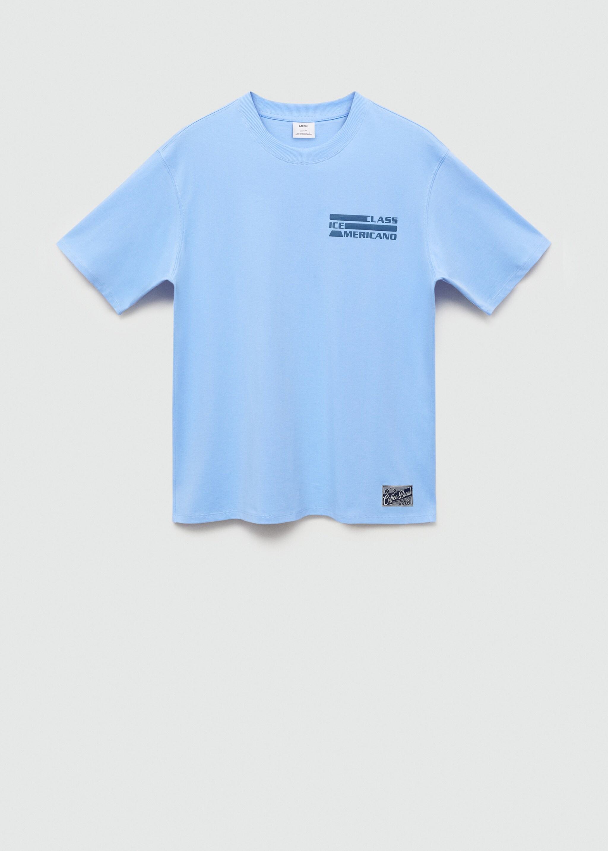 100% cotton printed t-shirt - Article without model, Sky Blue. Ref: 77040591-00.