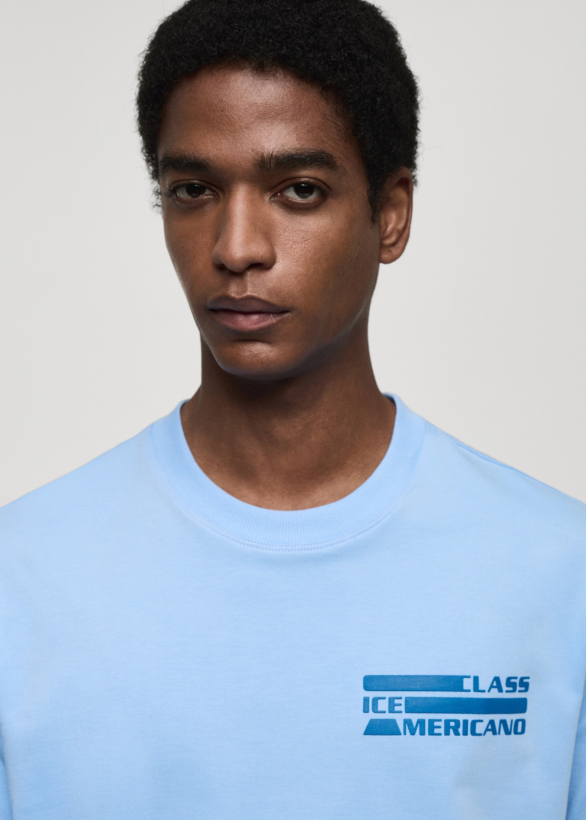 100% cotton printed t-shirt - Details of the article 1, Sky Blue. Ref: 77040591-00.