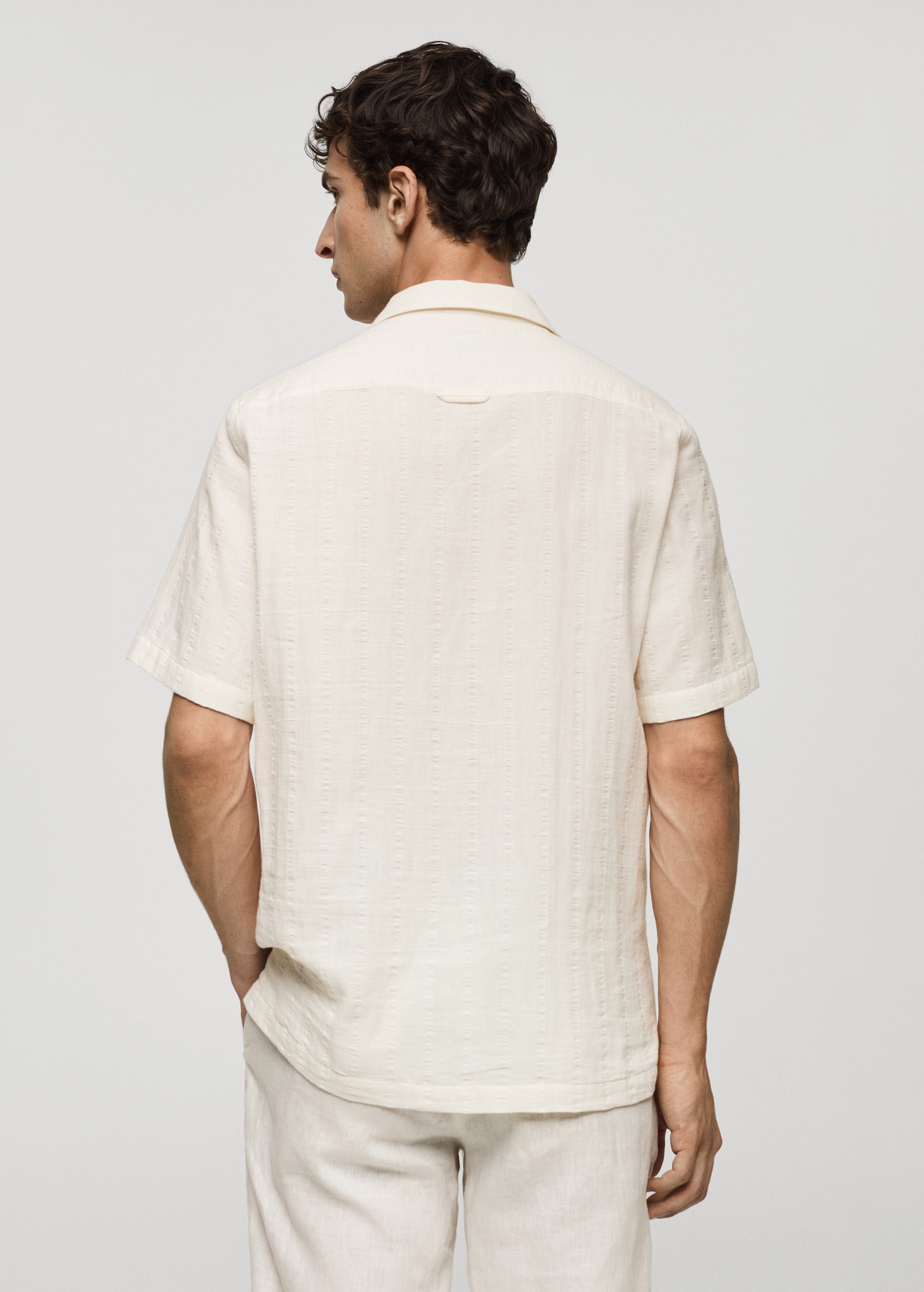 Regular fit seersucker cotton shirt - Reverse of the article