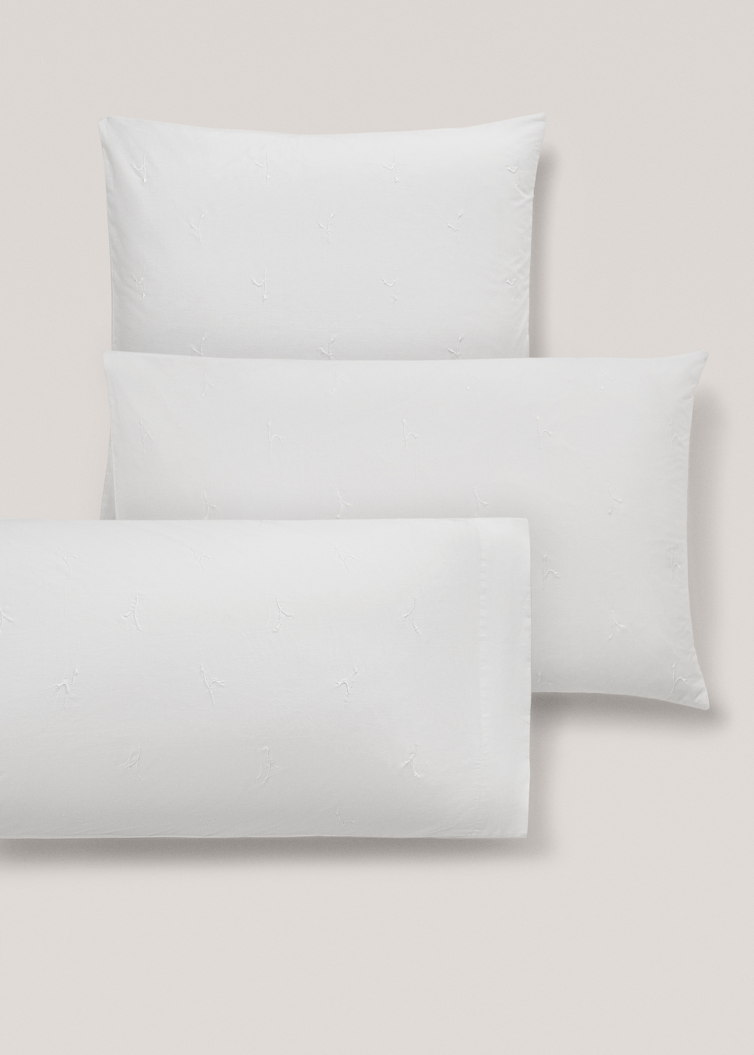Floral embroidered cotton pillowcase 45x110cm - Details of the article 3