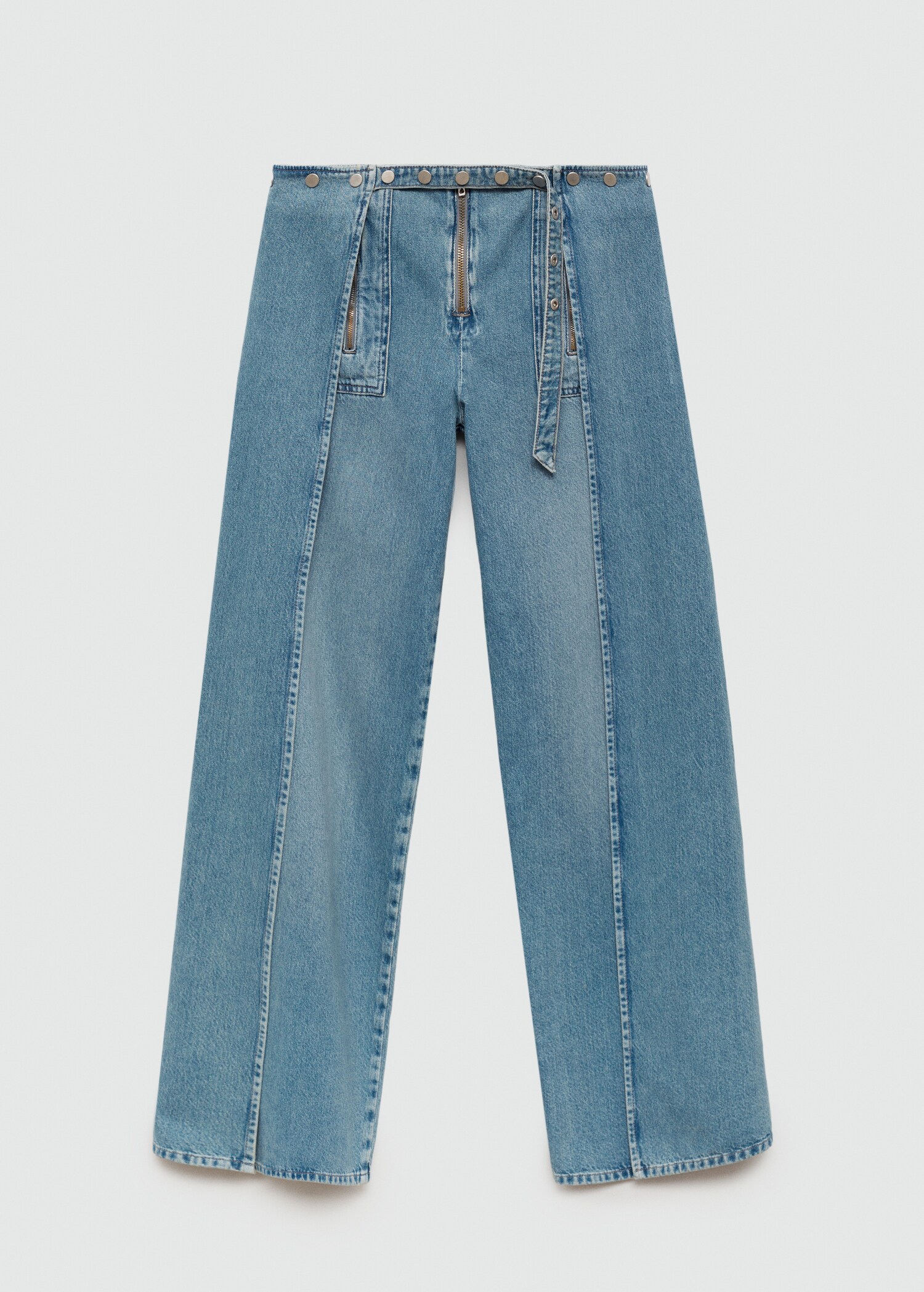 Jeans wideleg costuras botones a presión - Artículo sin modelo