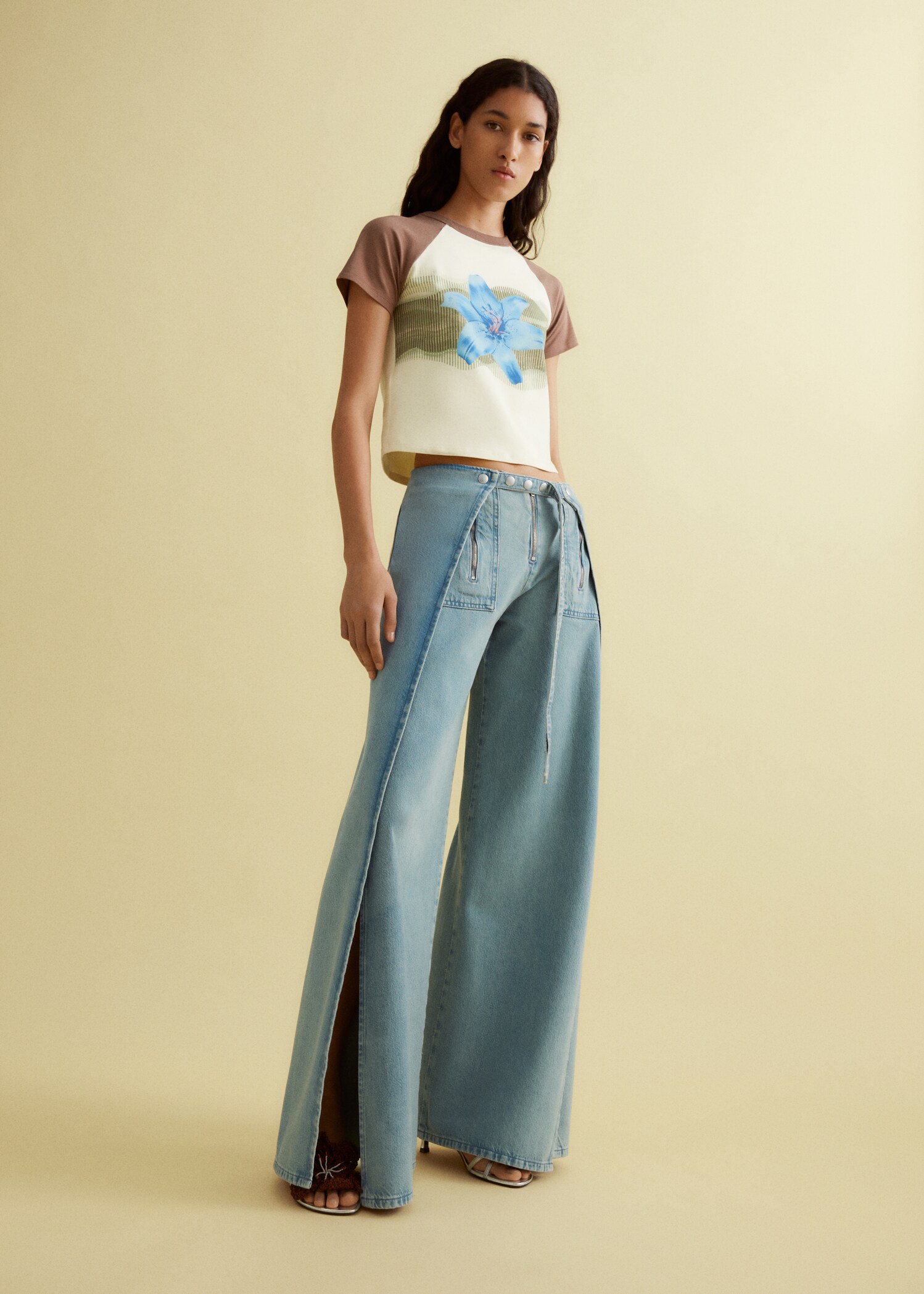 Jeans wideleg costuras botones a presión - Detalle del artículo 1