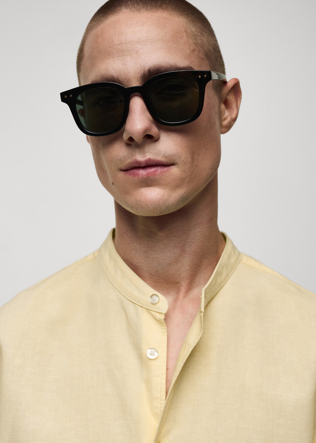 Classic fit linen shirt with mandarin collar men mango philippines