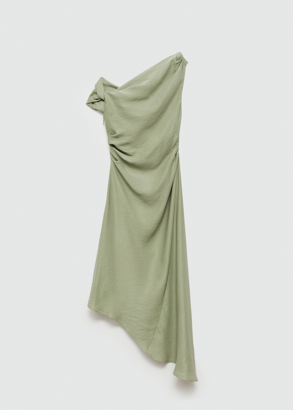 Mango Women s Asymmetrical Pleated Dress Medium Green