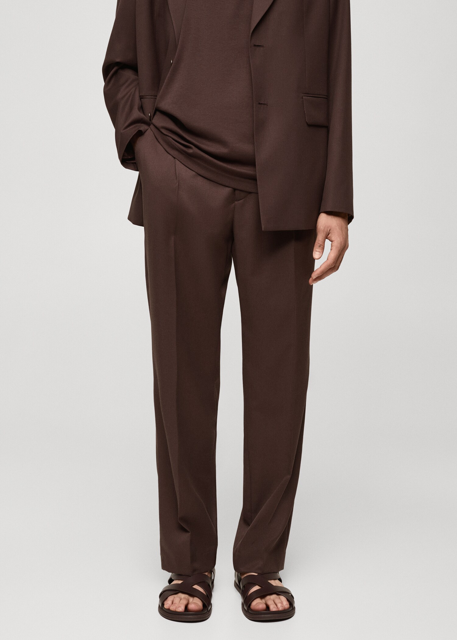 Regular-fit suit trousers with pleats - Medium plane