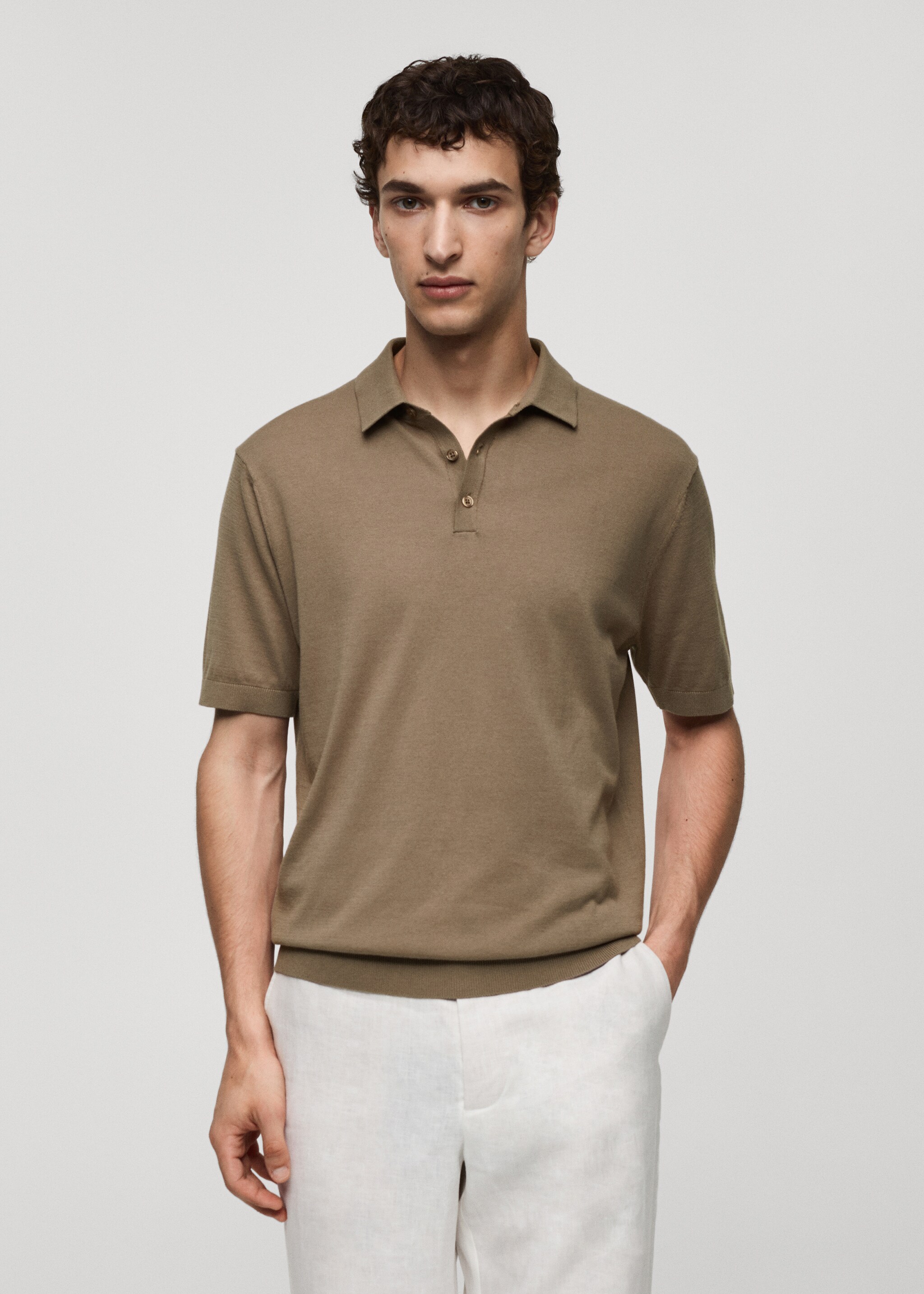 Strick-Poloshirt aus 100 % Baumwolle - Mittlere Ansicht
