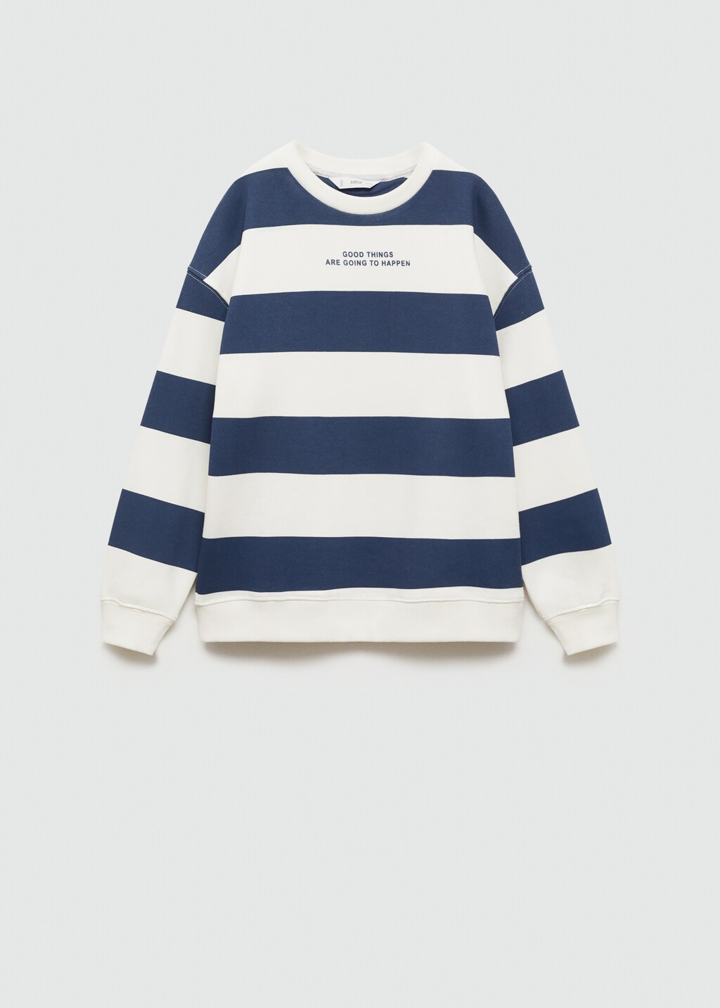 MANGO KIDS Striped cotton blend sweatshirt dark navy 5 6 years Kids
