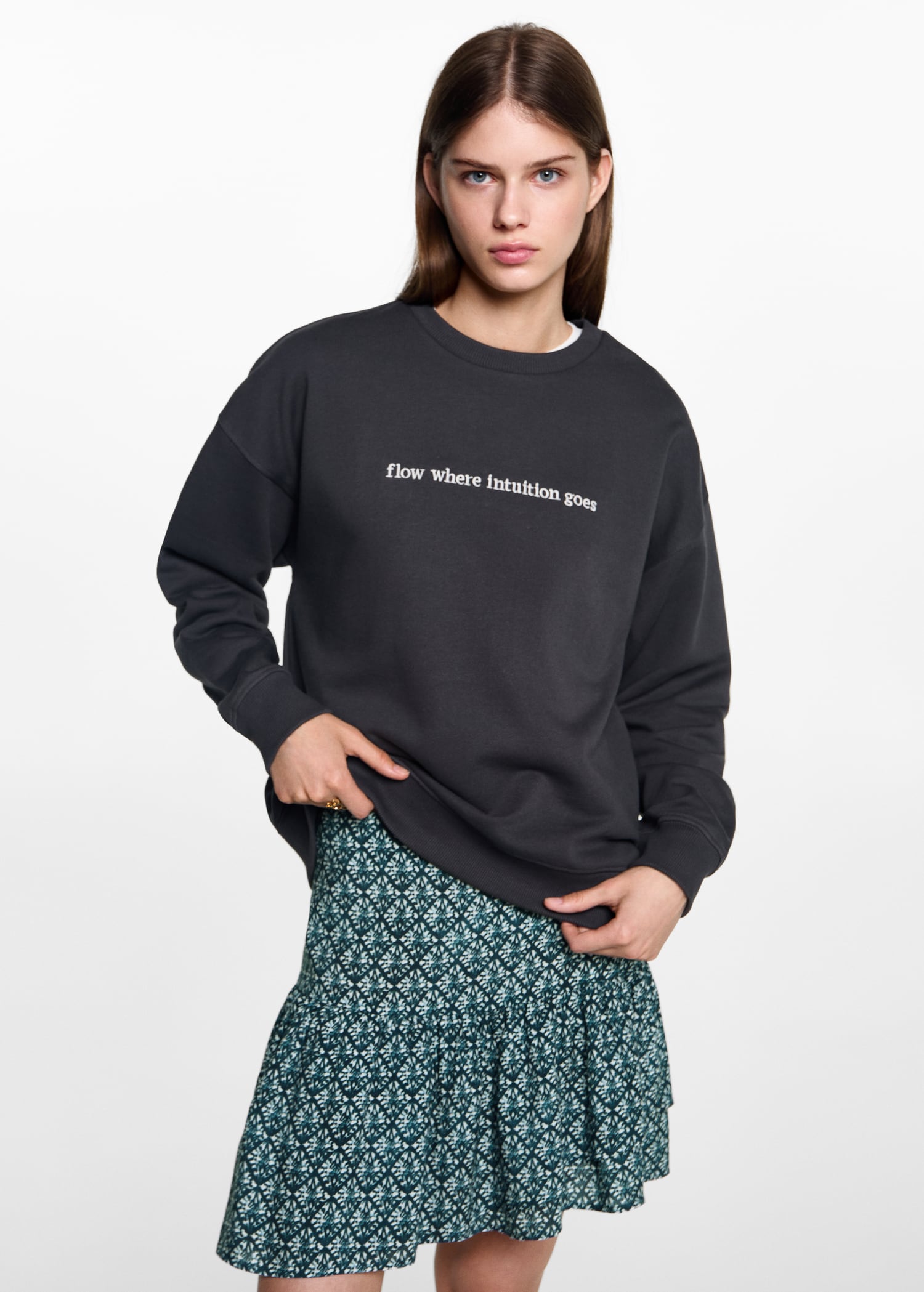 Embroidered detail cotton sweatshirt - Medium plane